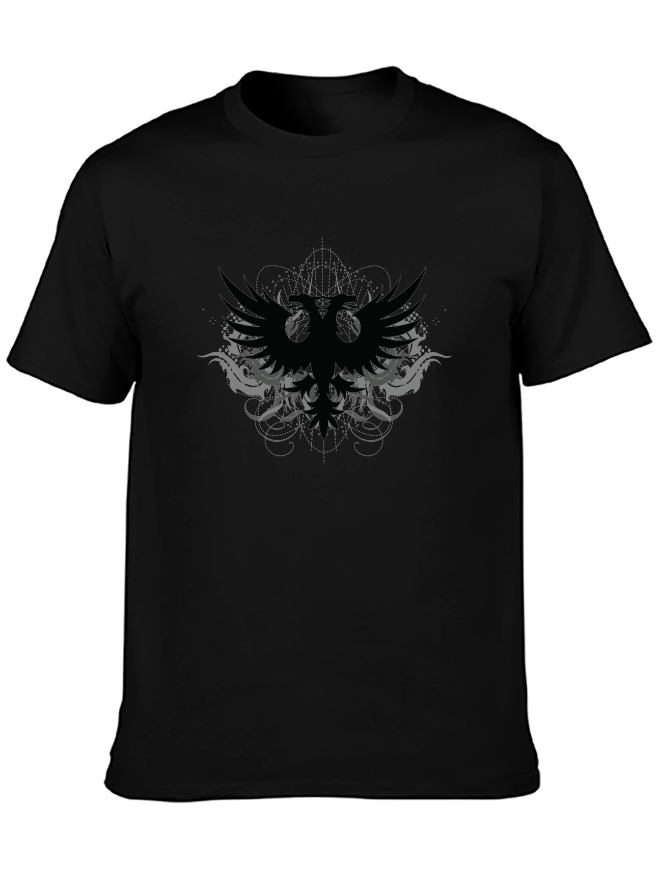 Black Black Graphic Tee - Double Headed Eagle Design view 3