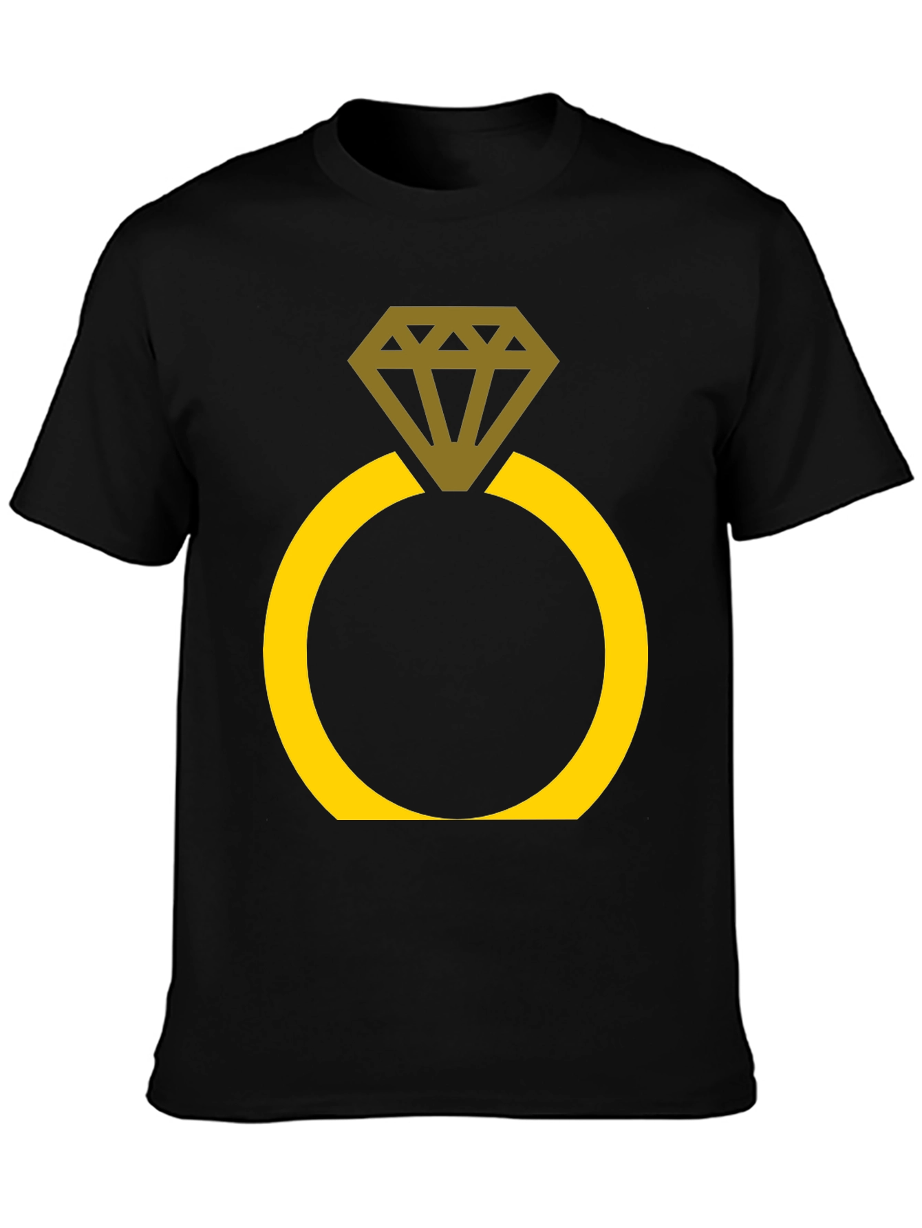 Black Engagement Ring Graphic Tee - Novelty Black T-Shirt view 3