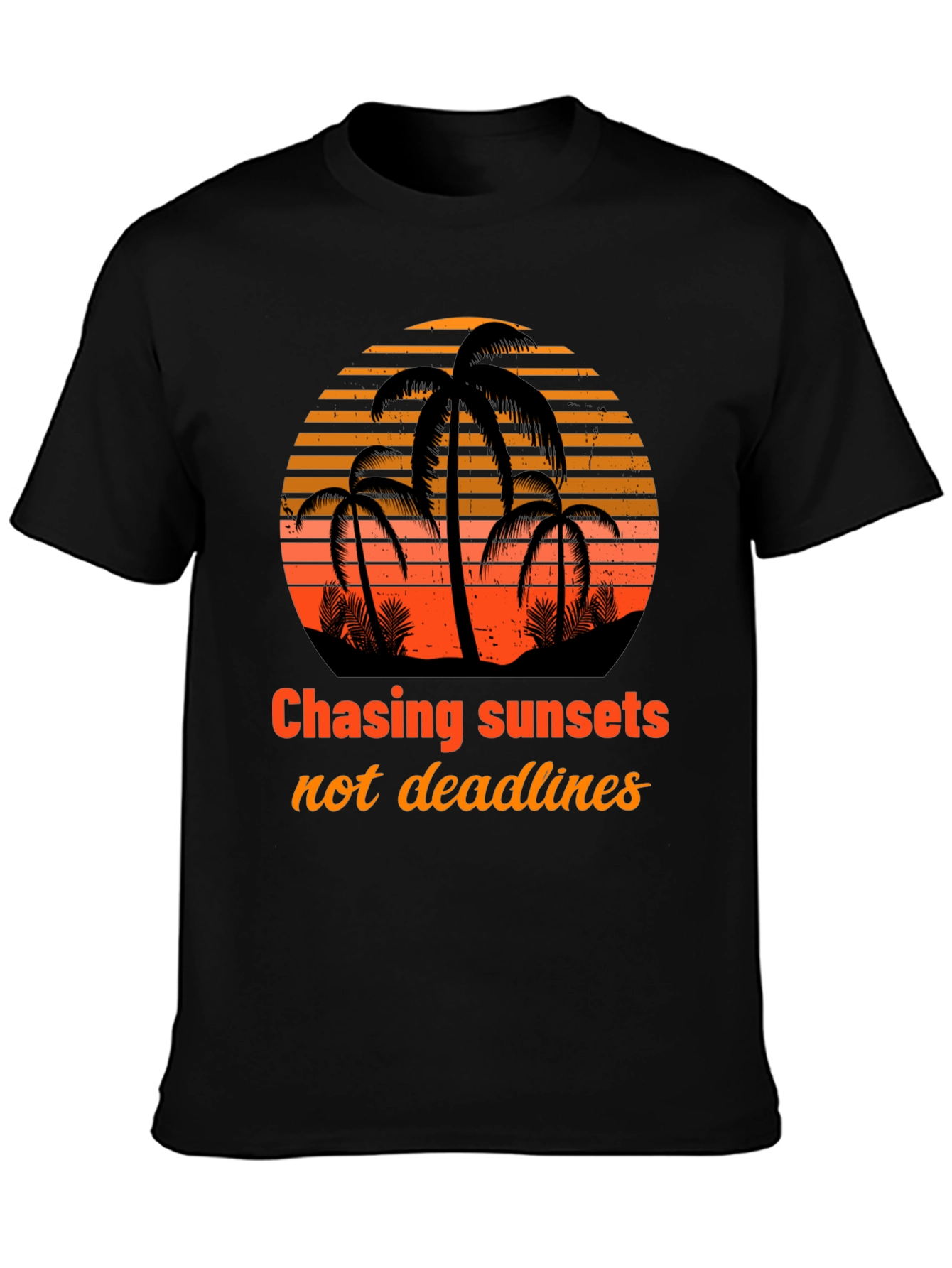 Black Chasing Sunsets T-Shirt - Tropical Design view 3