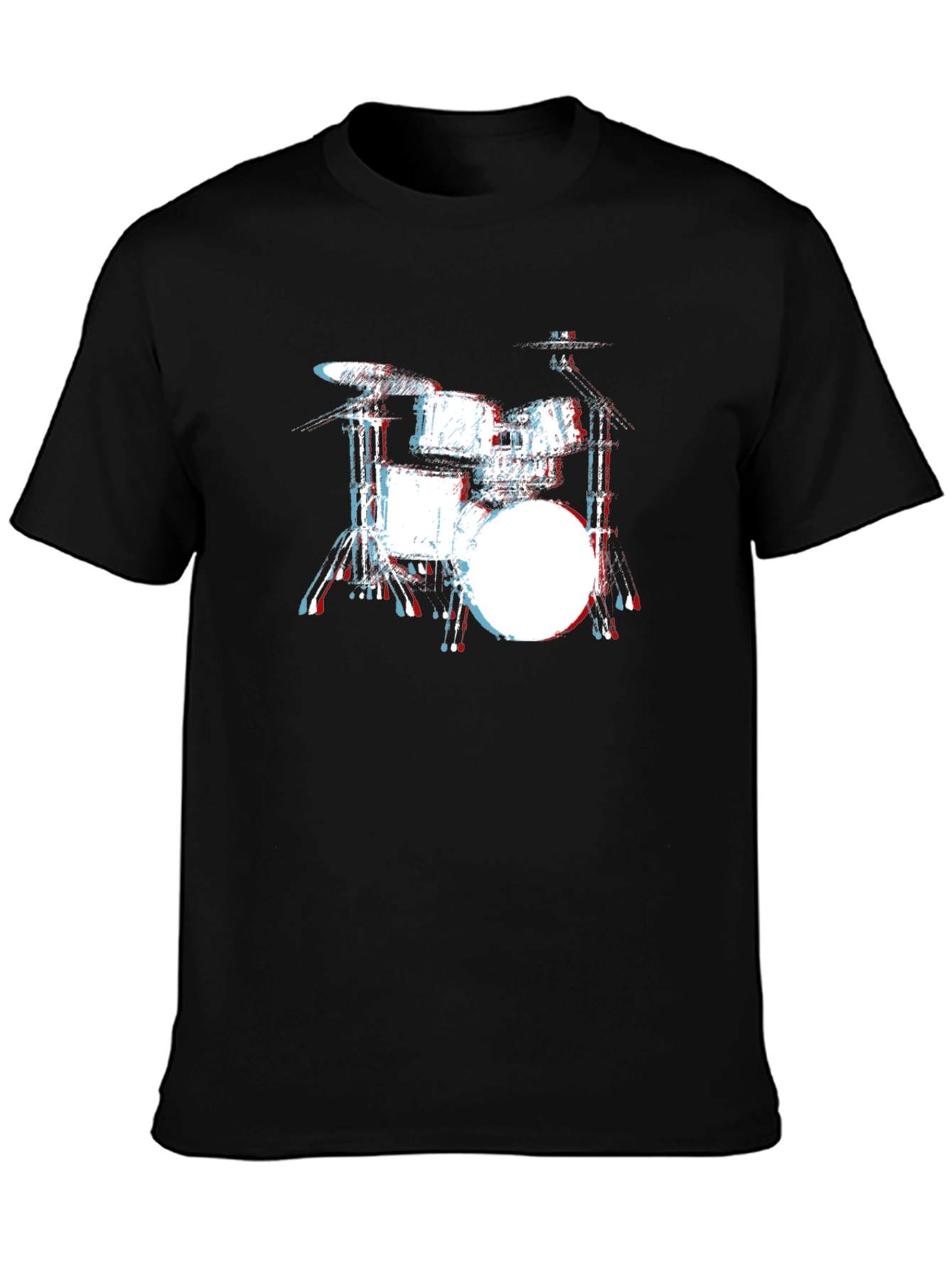 Black Drum Kit Graphic Black T-Shirt view 3