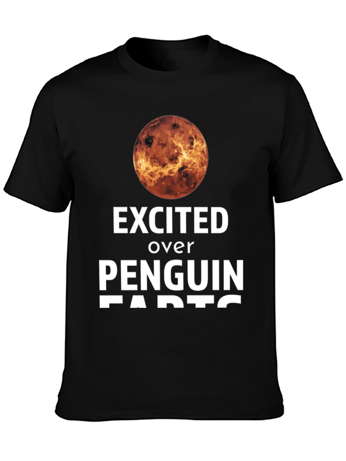 Black Excited Over Penguin Farts T-Shirt view 3