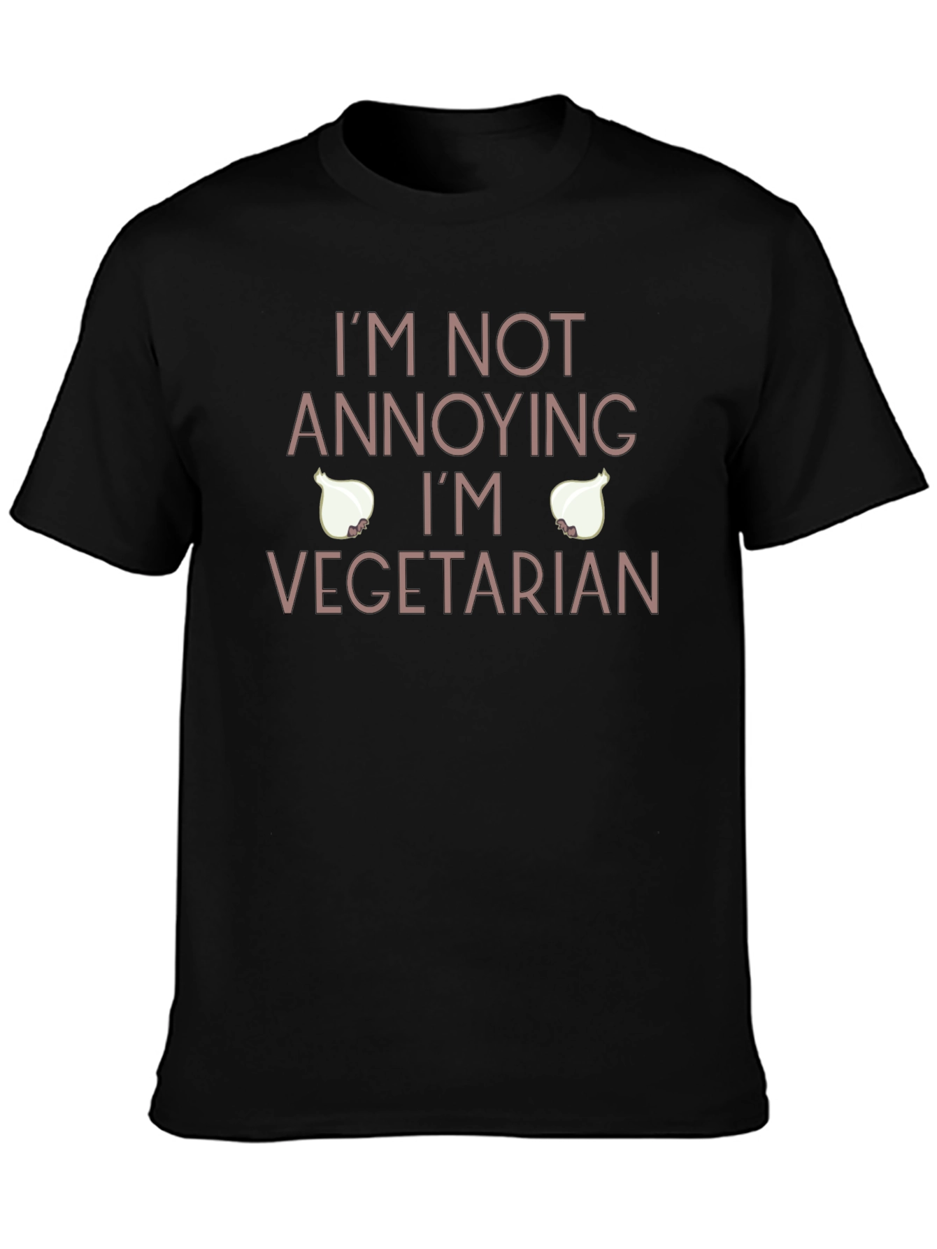 Black Vegetarian Humor T-Shirt - Annoying Onion Design view 3