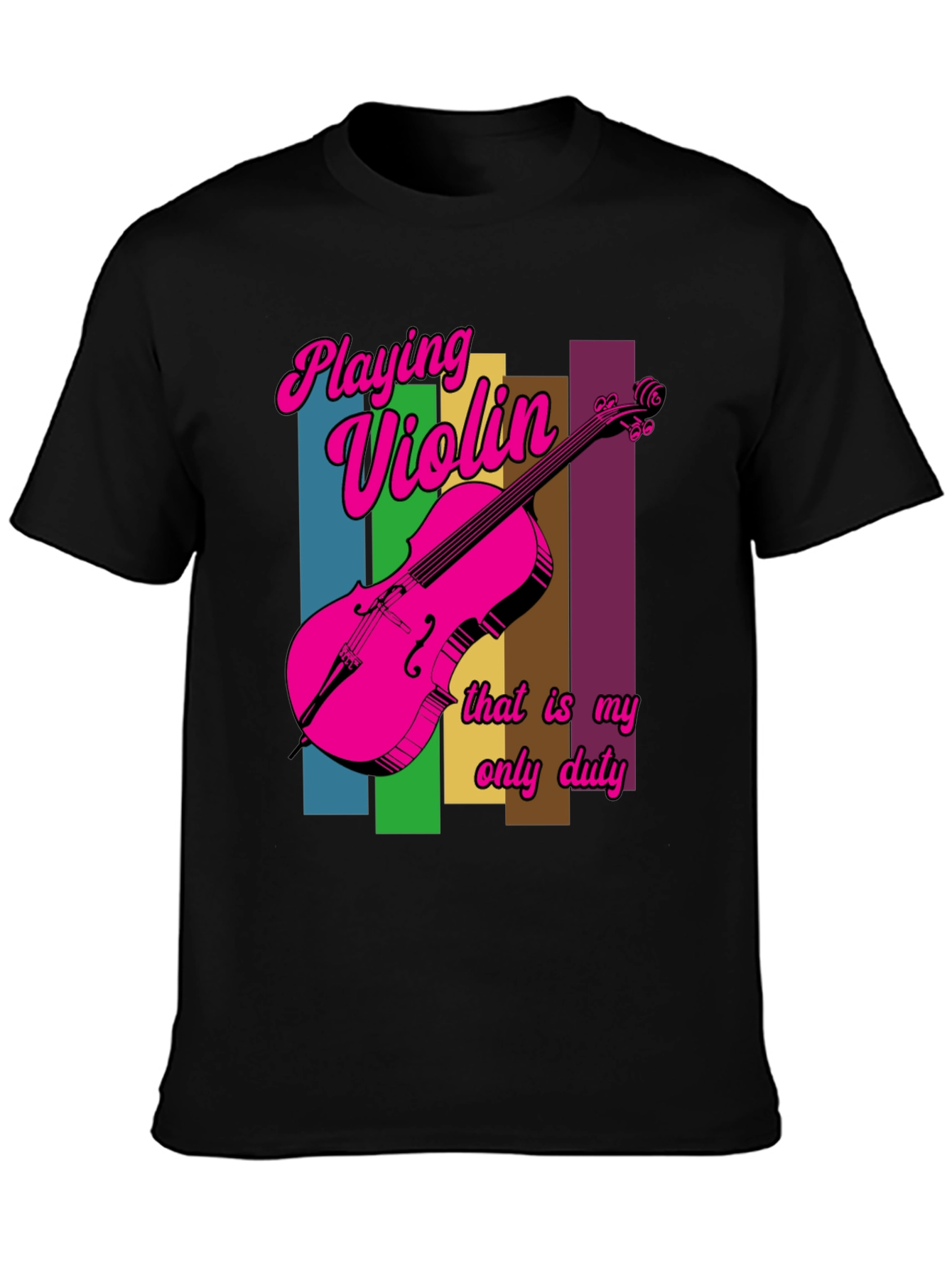Black Playing Violin T-Shirt - Unique Design view 3