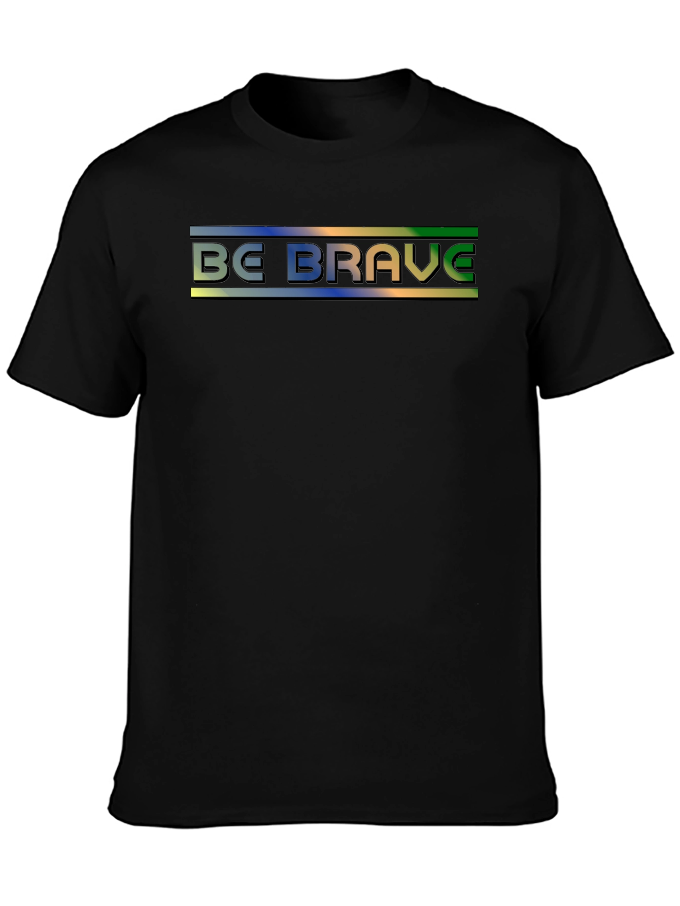 Black Be Brave T-Shirt - Gradient Text Design view 3