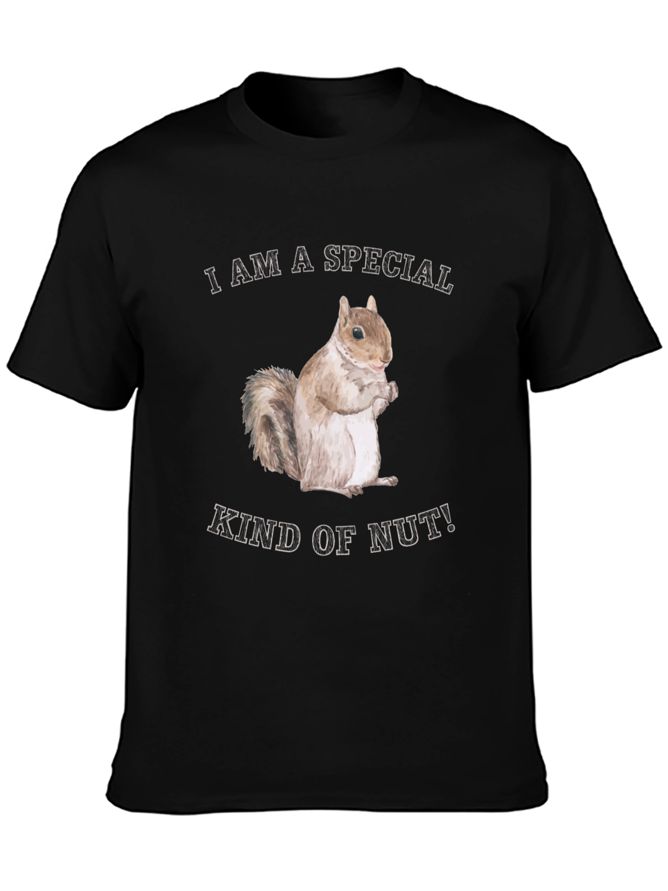 Black Funny Squirrel "Special Kind of Nut" Graphic T-Shirt view 3