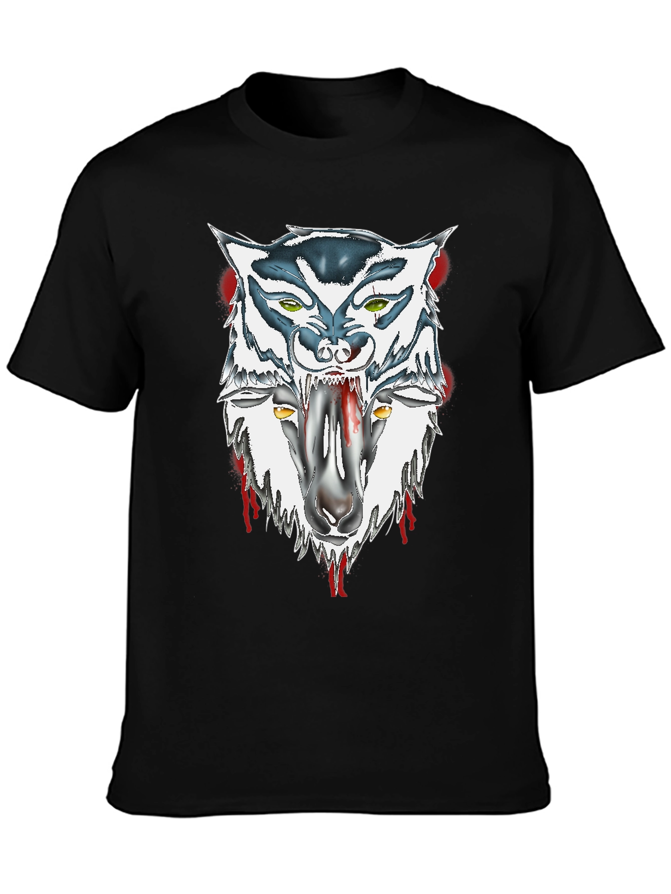 Black Wolf and Sheep Graphic Black T-Shirt view 3