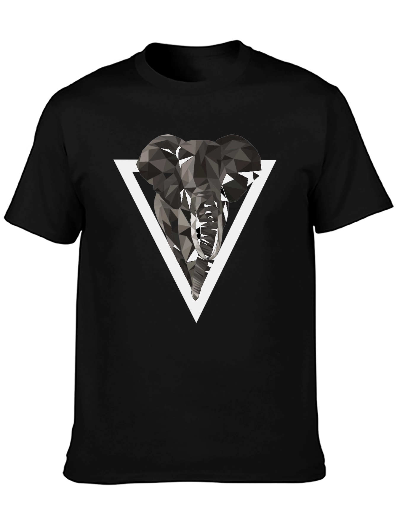 Black Geometric Elephant Graphic T-Shirt view 3