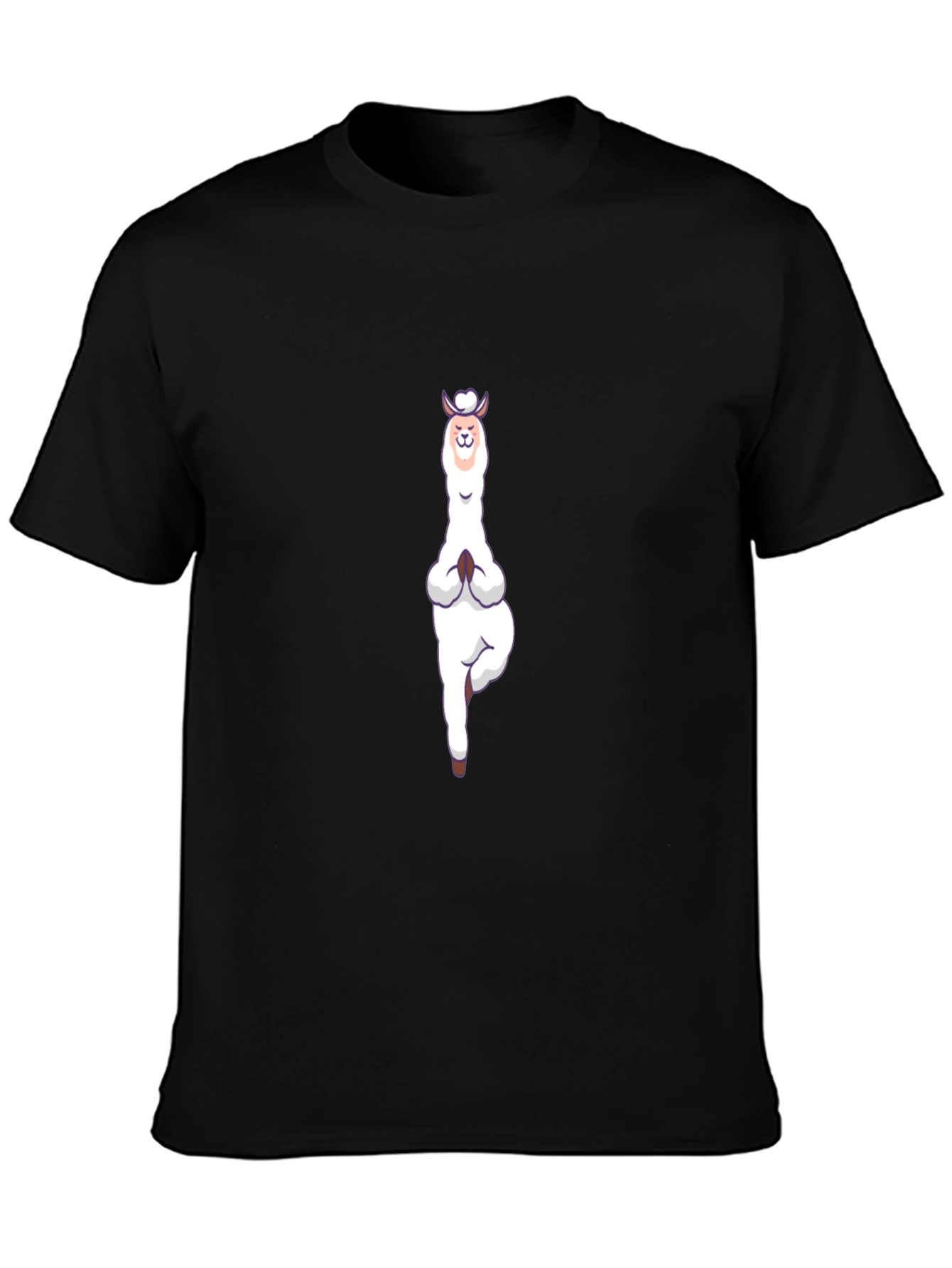 Black Yoga Llama Graphic Tee - Black Cotton T-Shirt view 3