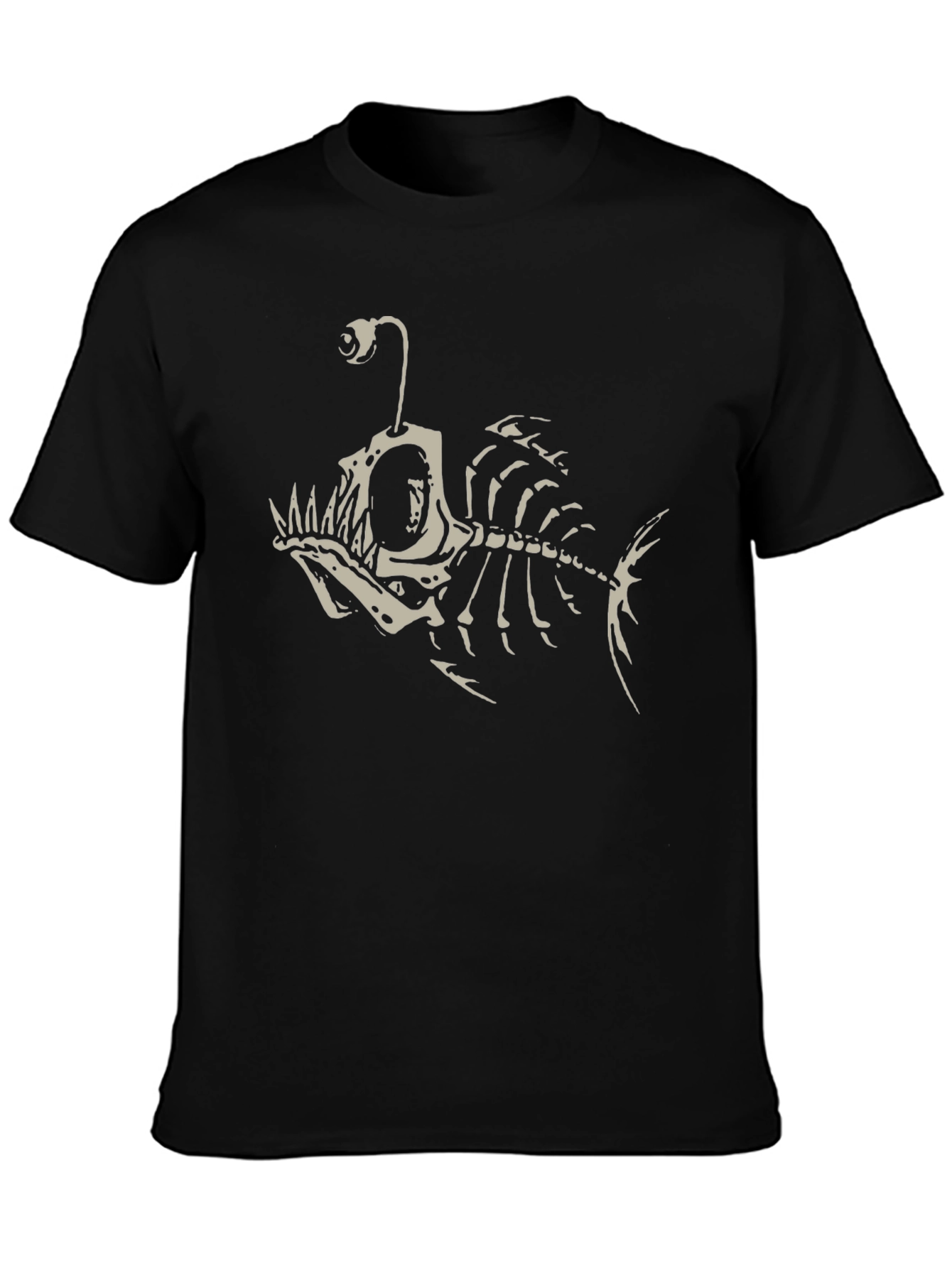 Black Angler Fish Skeleton Graphic Tee - Black Cotton T-Shirt view 3