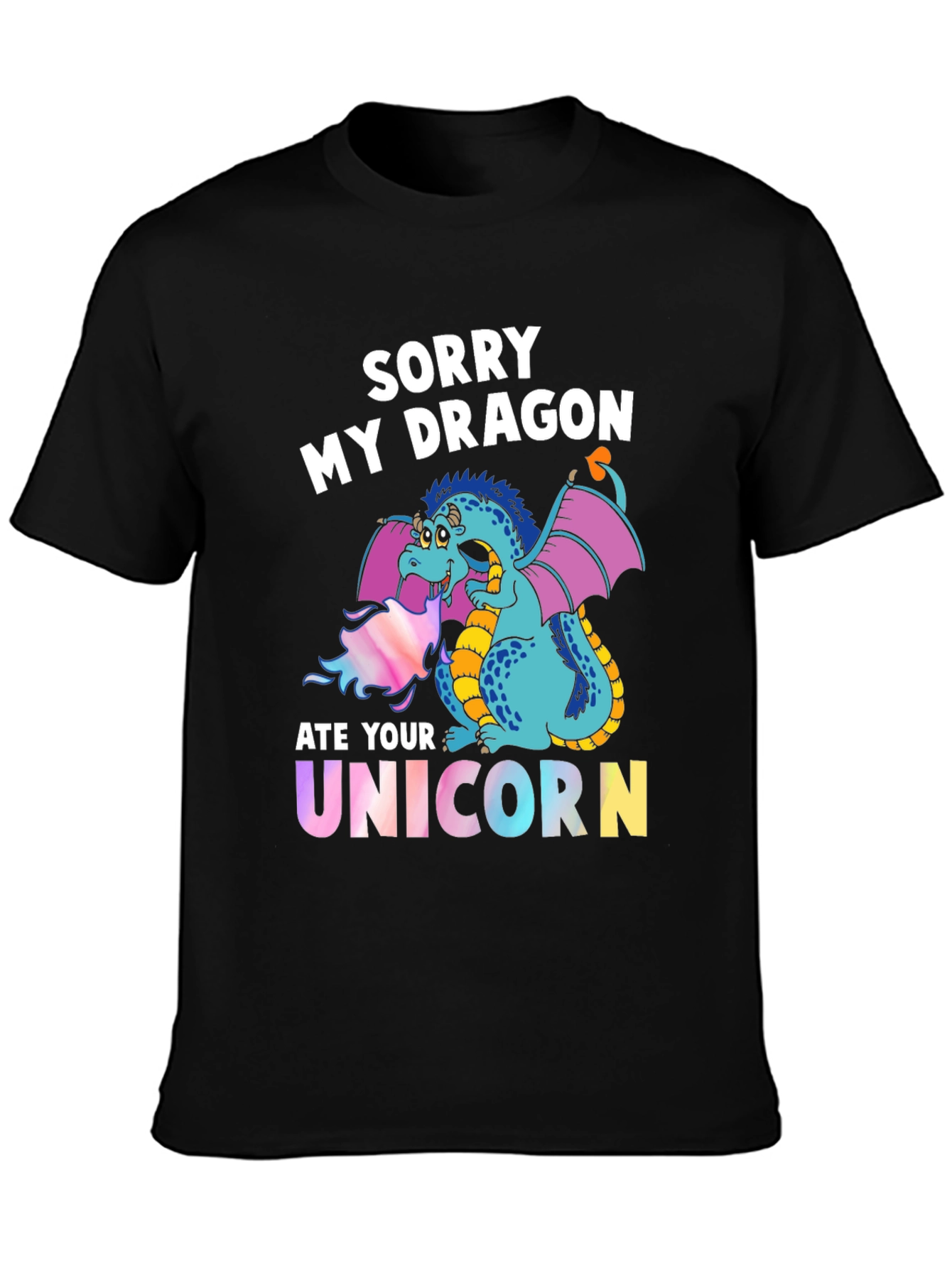 Black Sorry My Dragon Ate Your Unicorn T-Shirt view 3