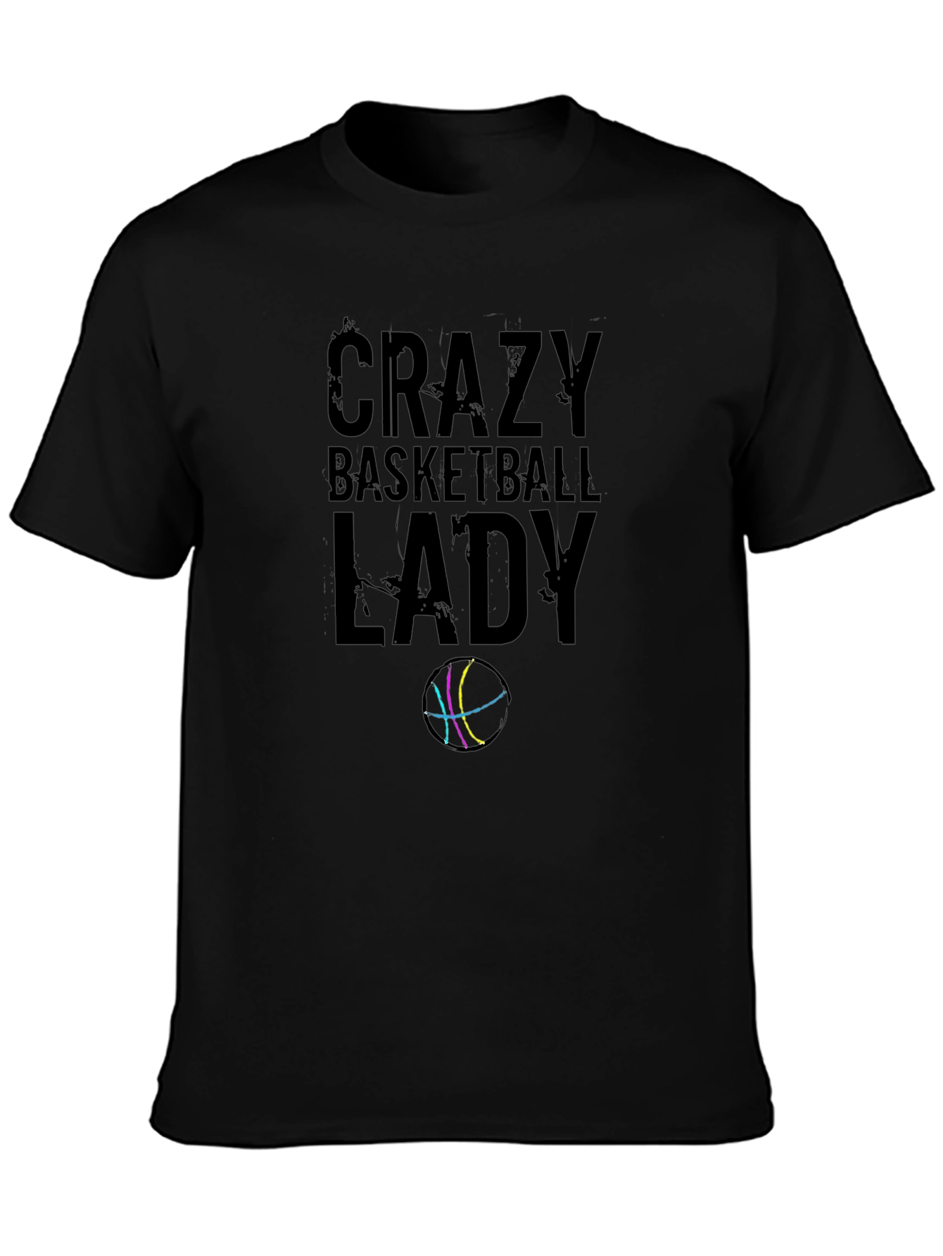 Black Crazy Basketball Lady Graphic Tee - Black view 3