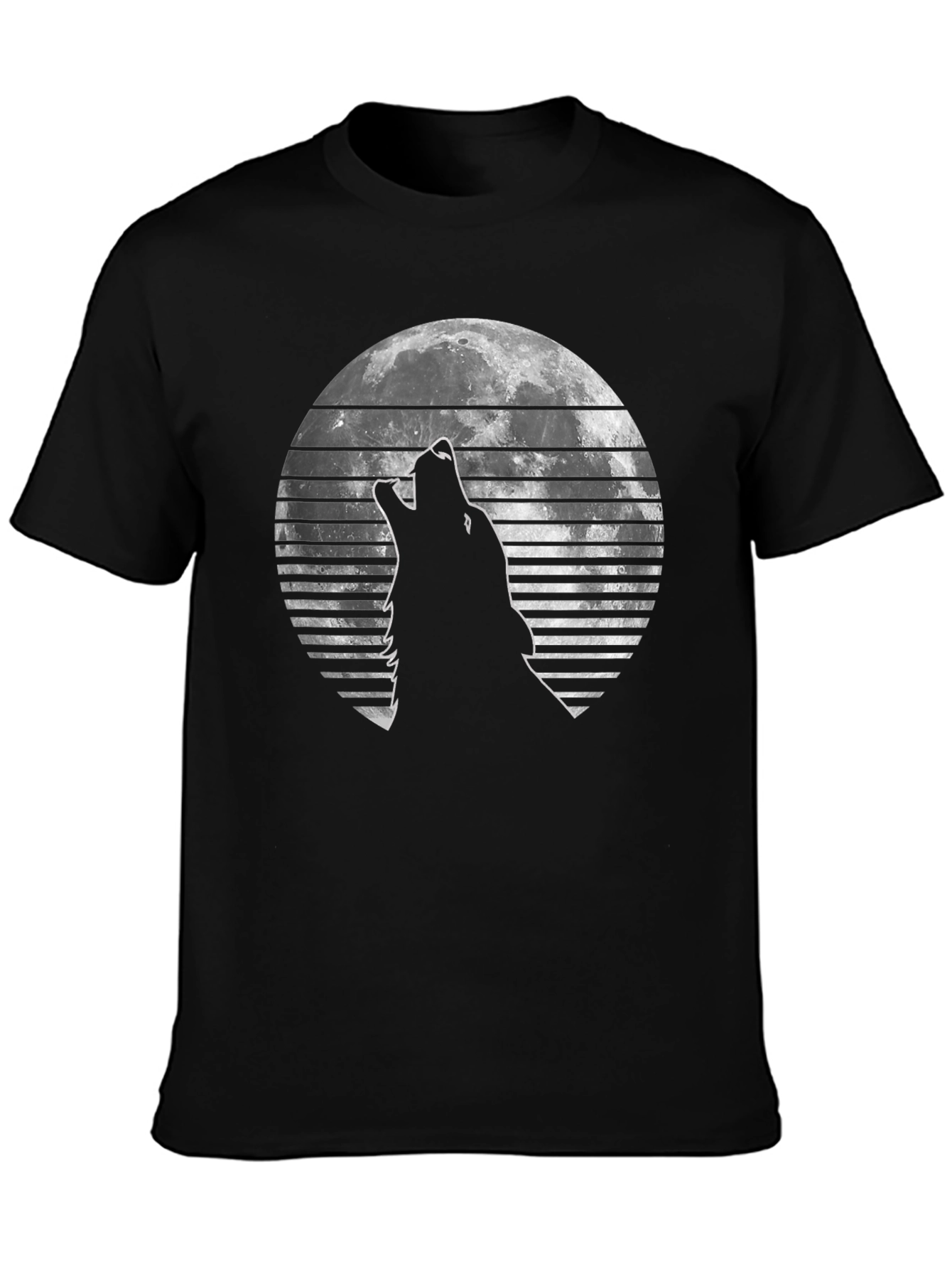 Black Wolf Moon Graphic Tee - Black Cotton T-Shirt view 3
