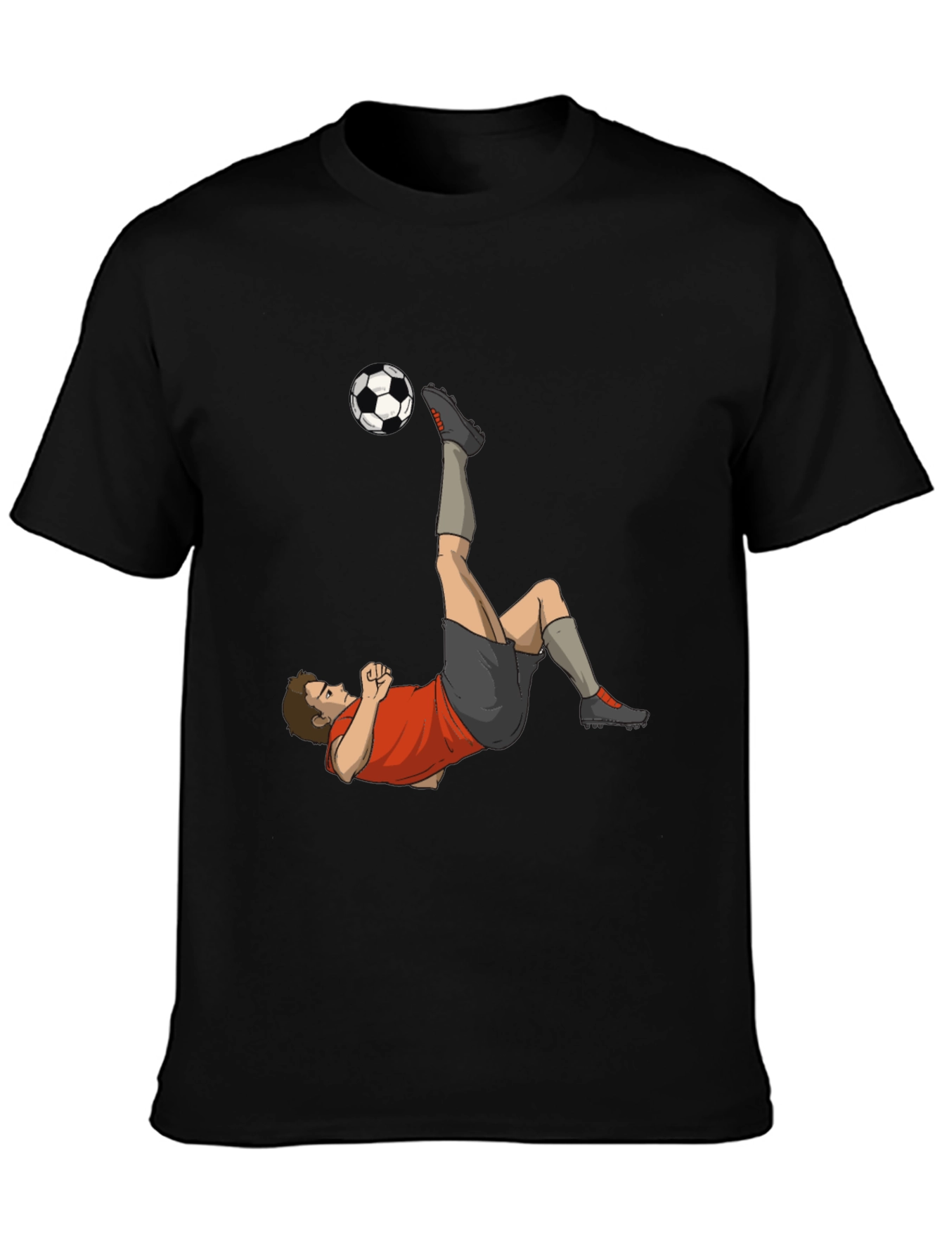 Black Soccer Player Kick Graphic Tee - Black Casual T-Shirt view 3