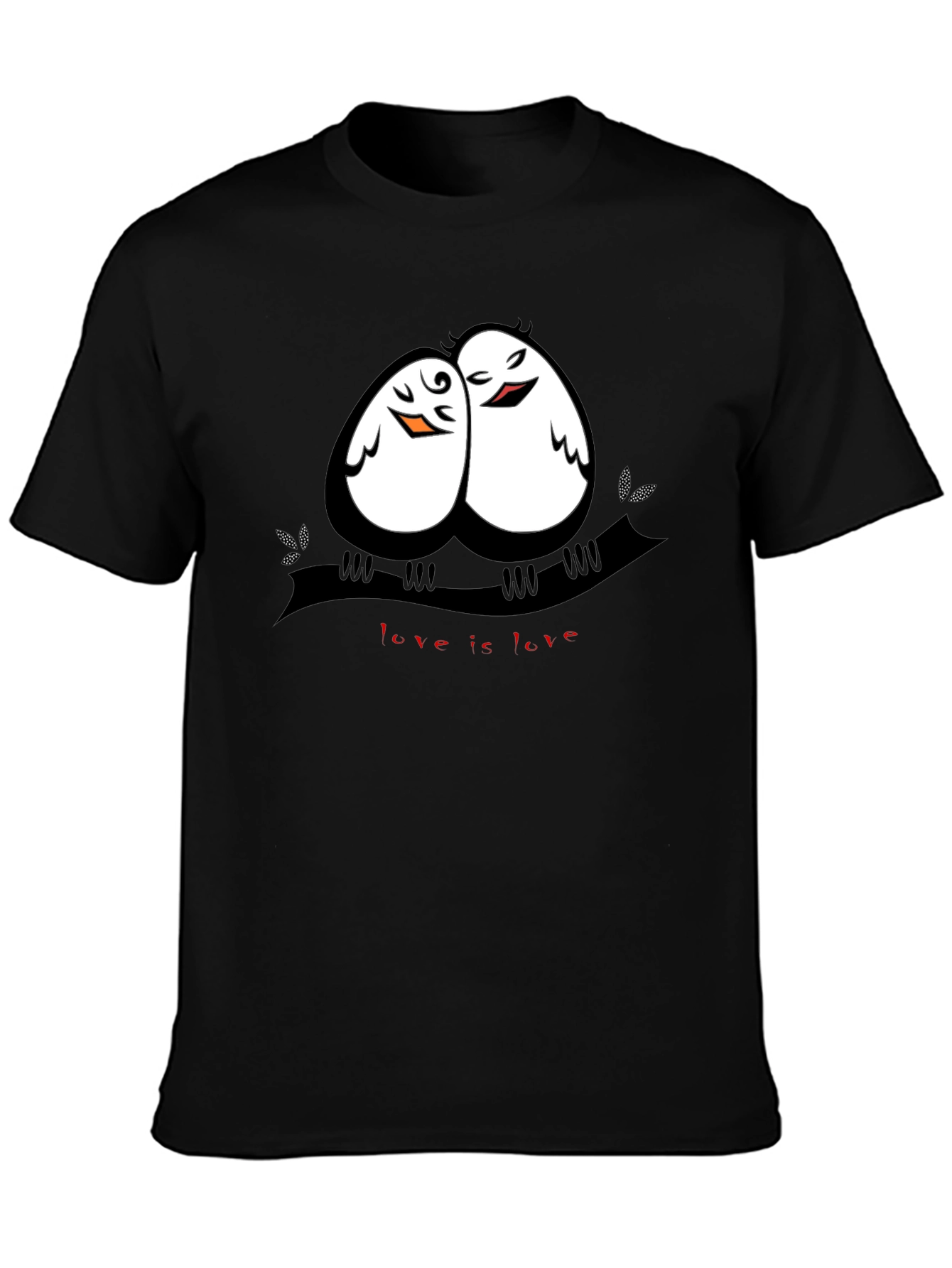 Black Love Birds Graphic Tee -  Unisex Black T-Shirt view 3