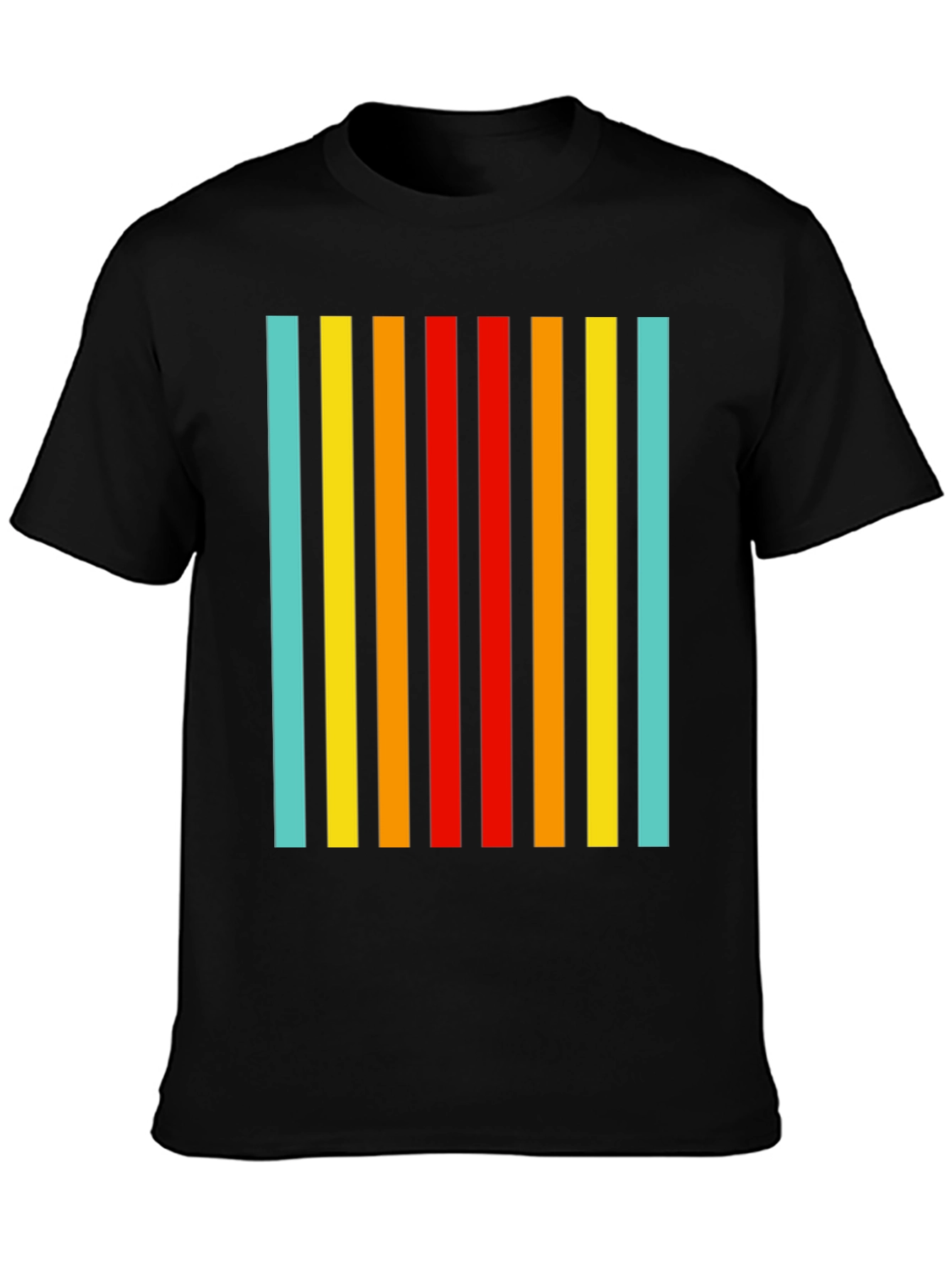 Black Retro Striped Tee - Black Casual T-Shirt view 3