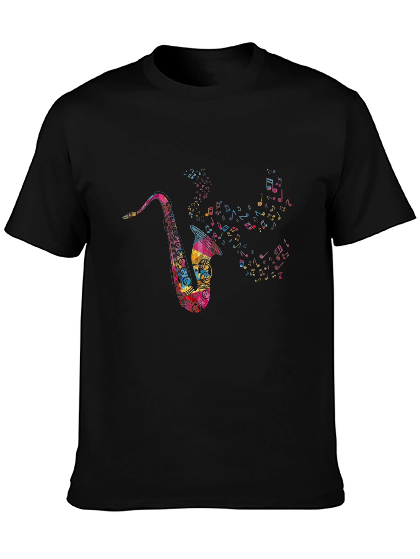 Black Saxophone Music Note T-Shirt - Mens view 3