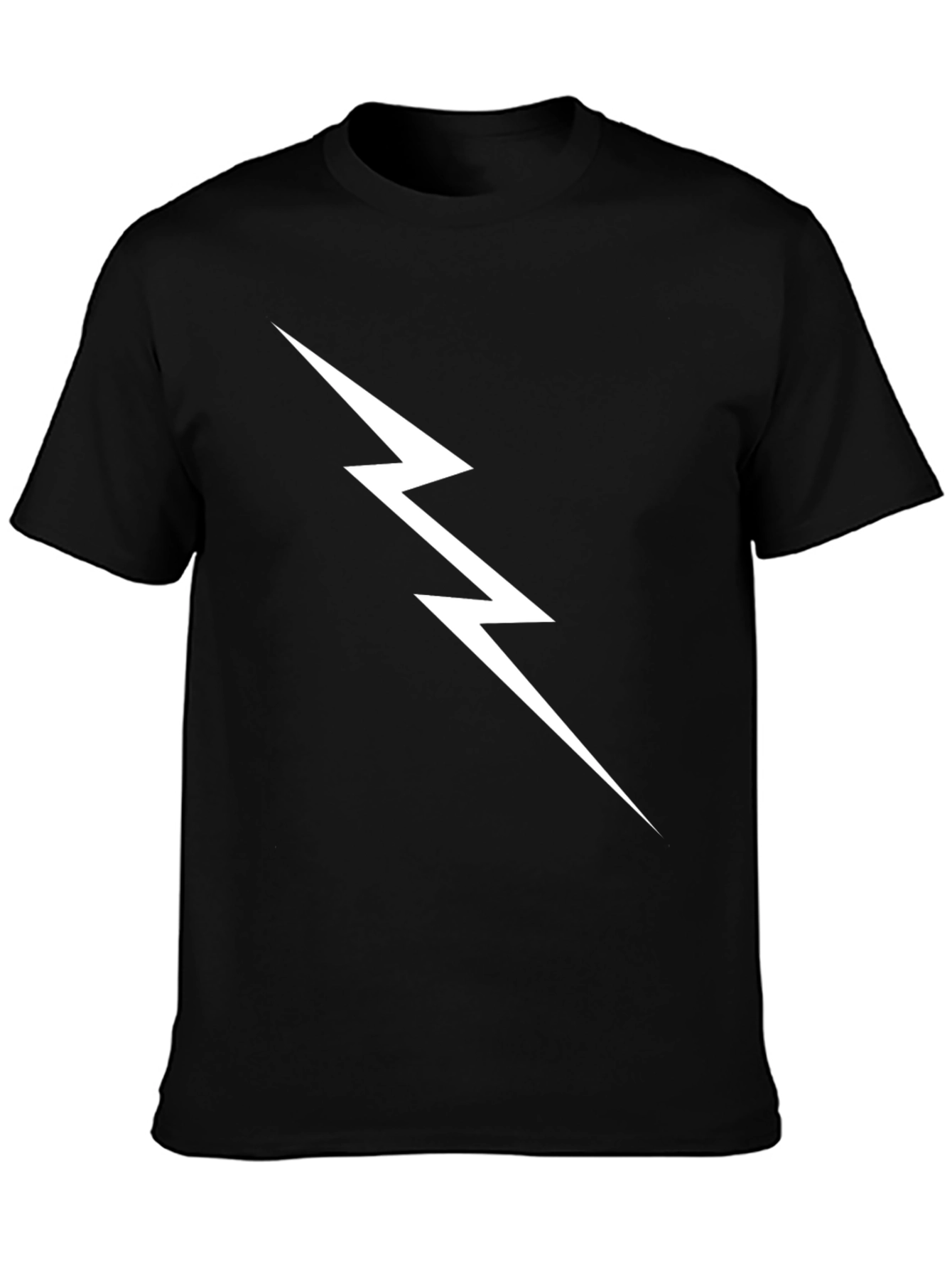 Black Lightning Bolt Graphic Tee - Black Cotton T-Shirt view 3