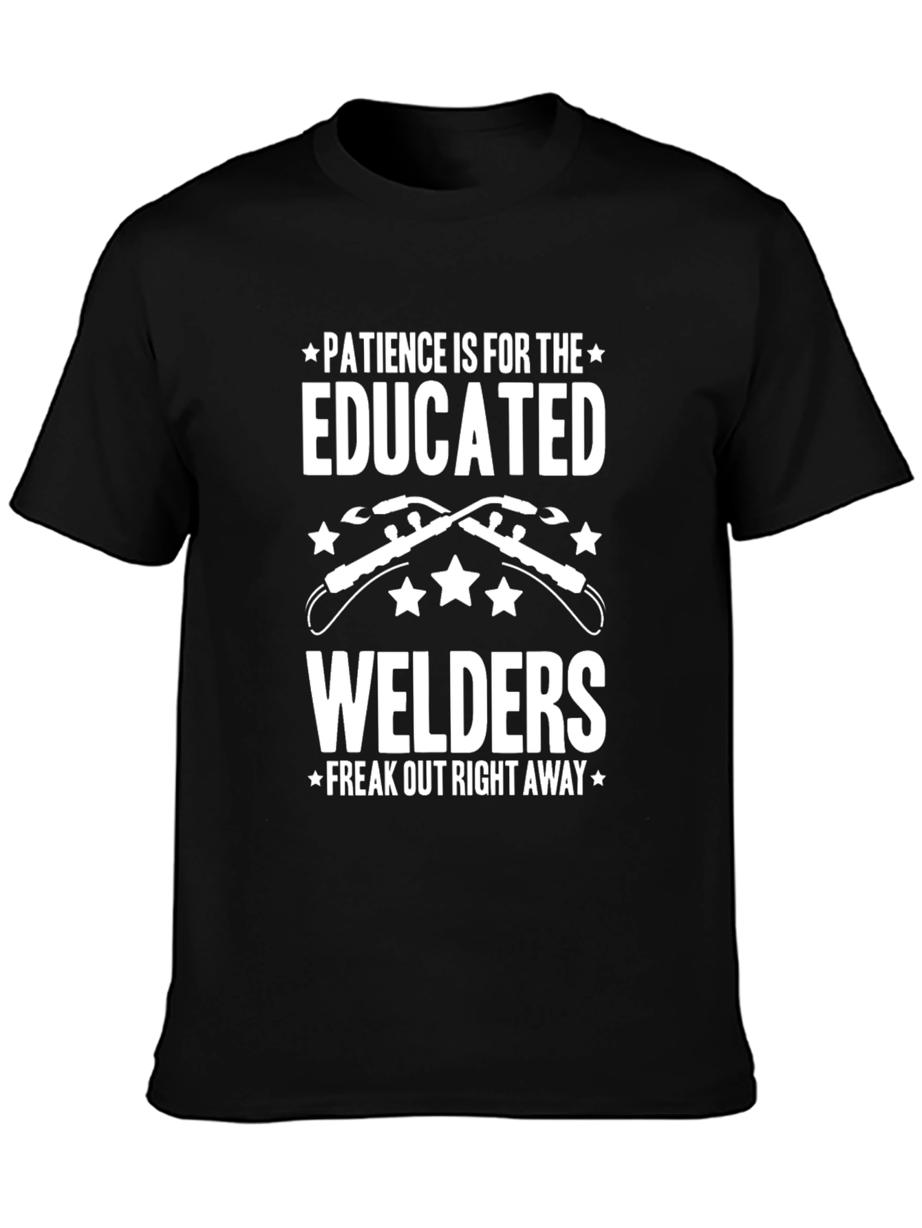 Black Funny Welder T-Shirt: Patience is for the Educated view 3