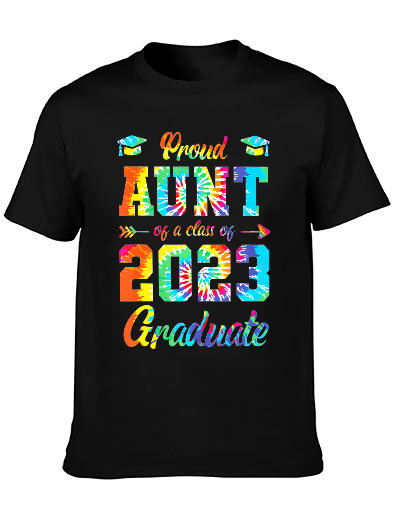 Black Proud Aunt Class of 2023 Graduate Tie-Dye T-Shirt view 3