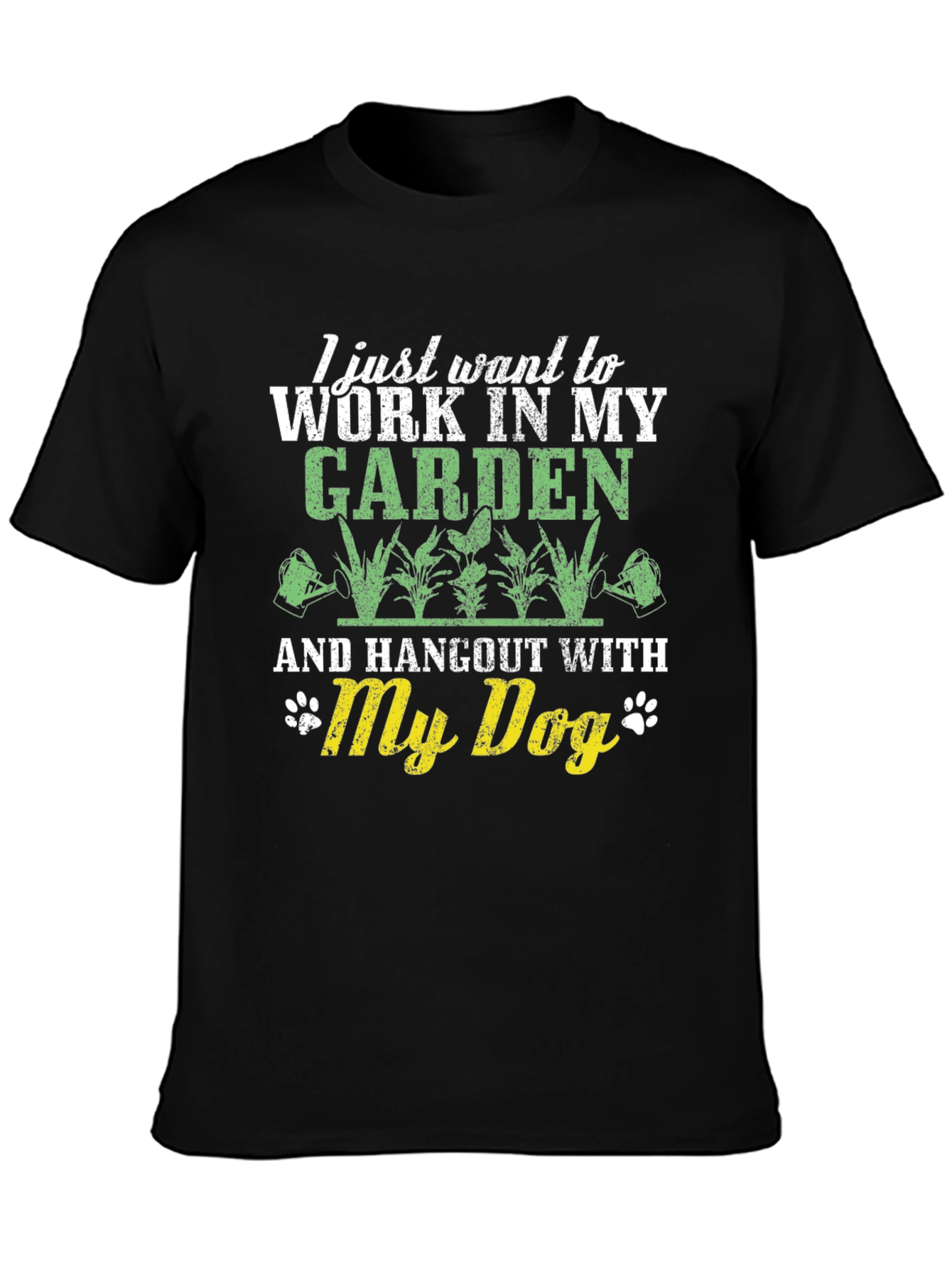Black Gardening & Dog Lover T-Shirt - Men's Black Crew Neck Tee view 3