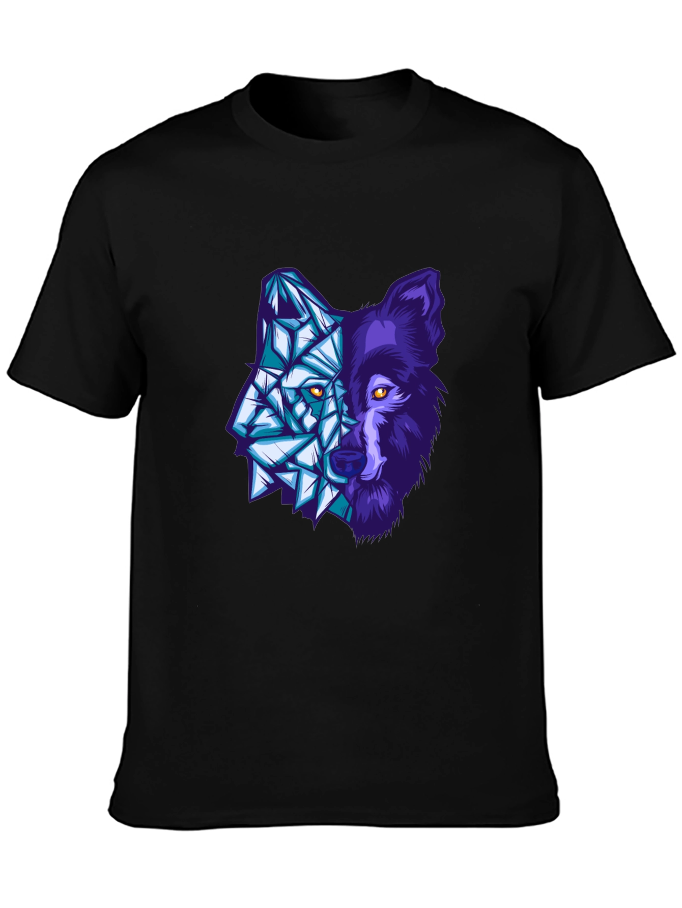Black Geometric Wolf Graphic Tee - Mens view 3