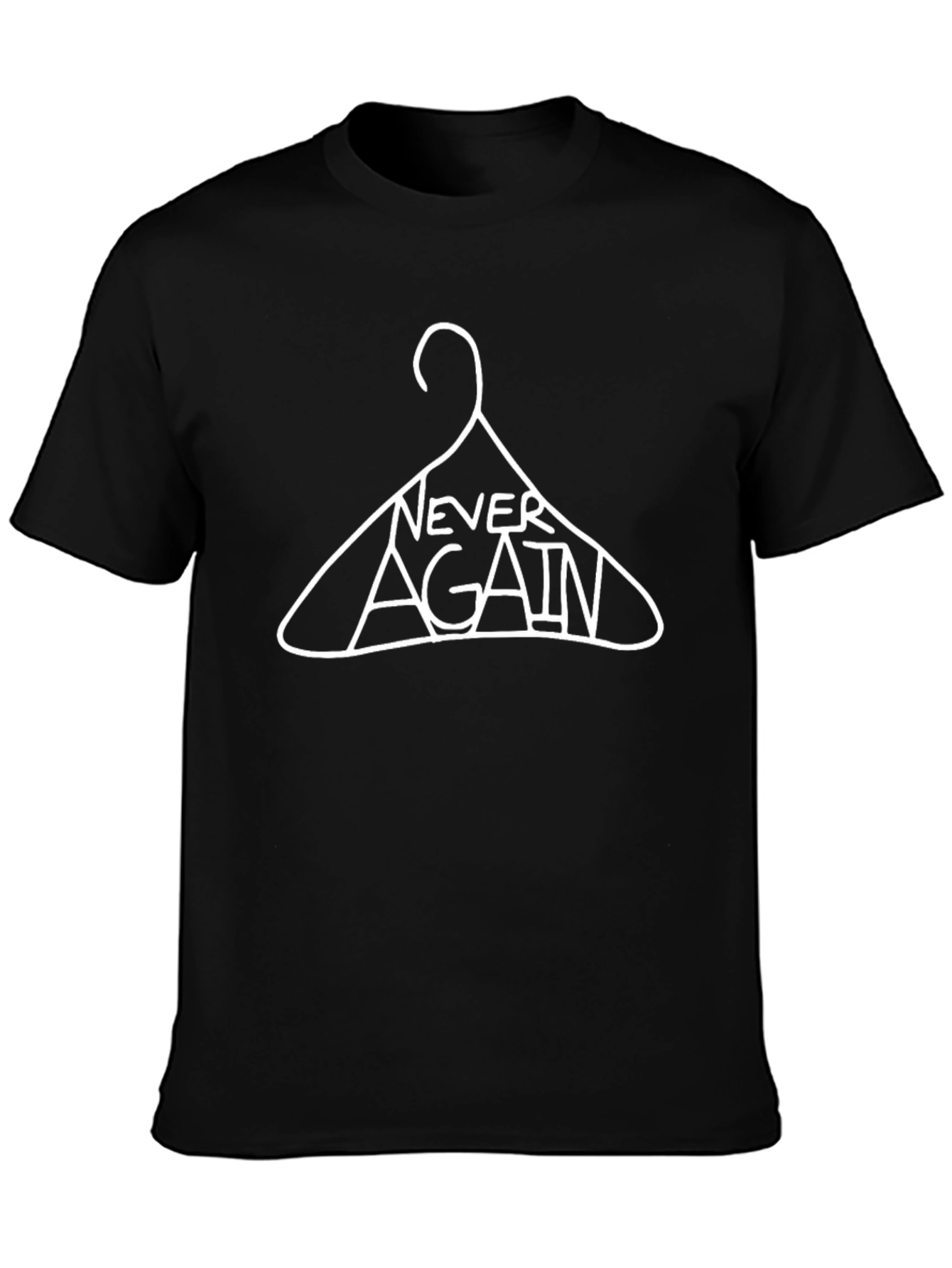 Black Never Again Black Tee Shirt - Pro Choice Hanger Design view 3