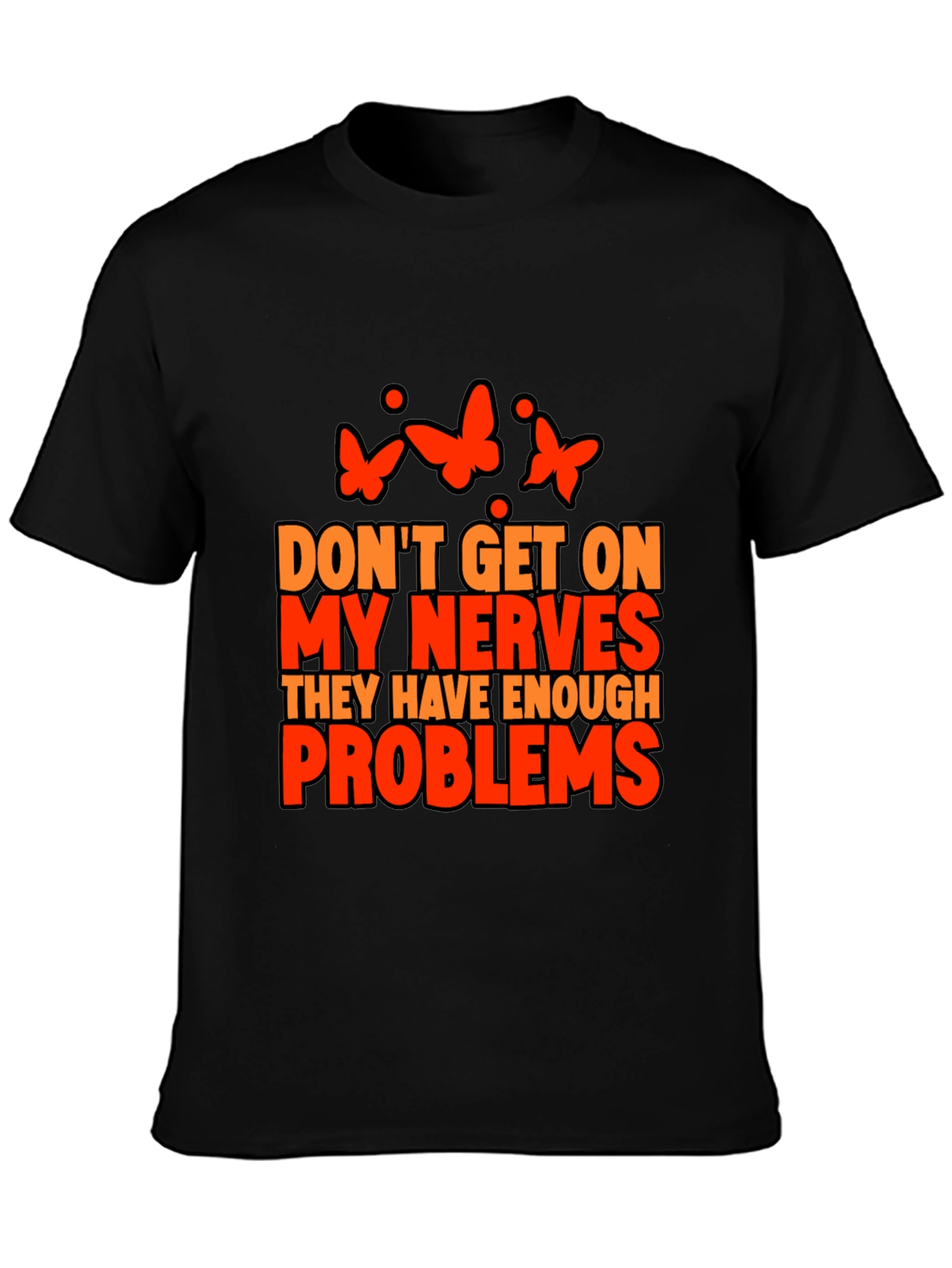 Black Nerves Problems Butterfly Graphic Tee view 3