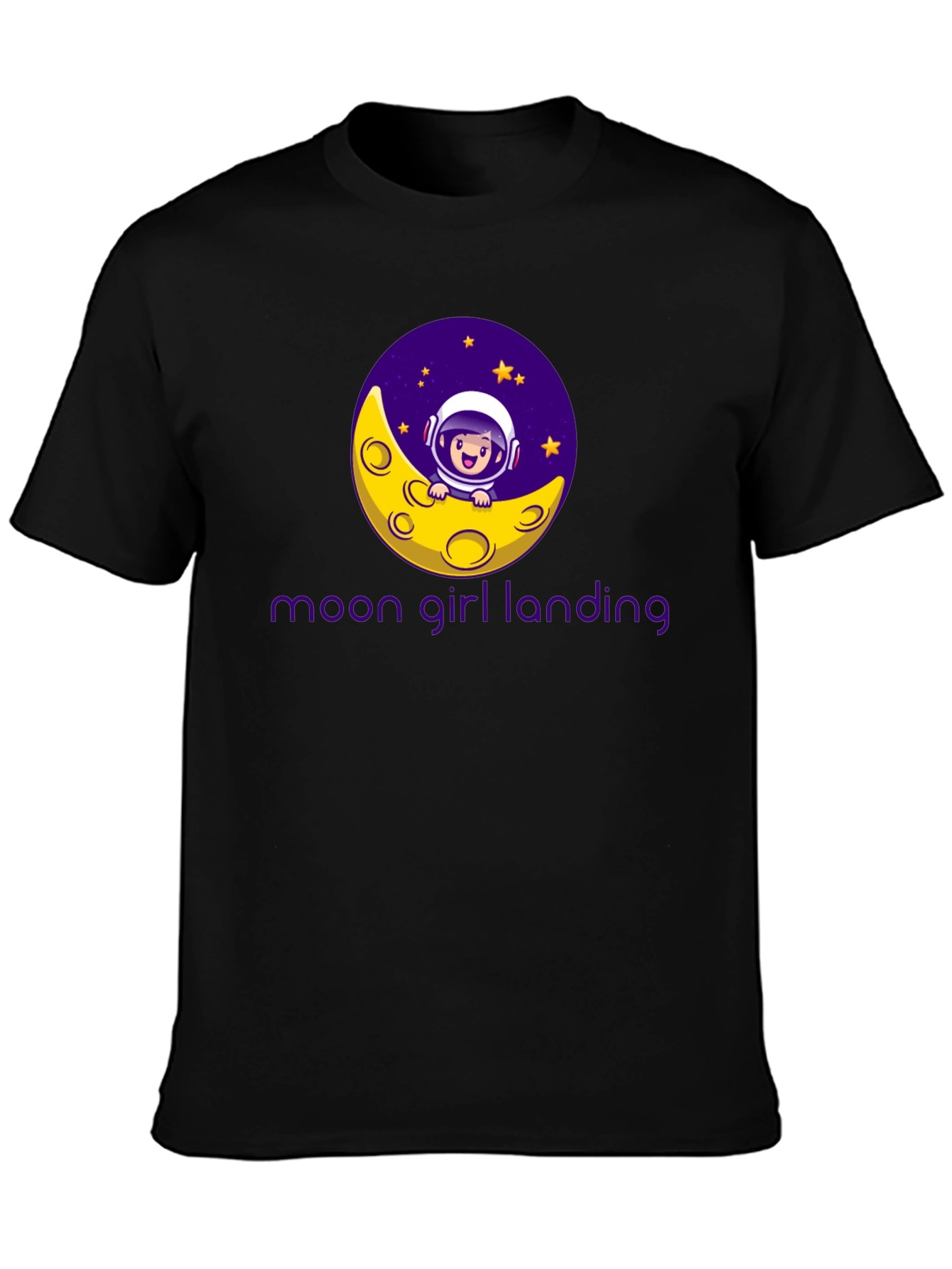 Black Moon Girl Landing Black T-Shirt view 3