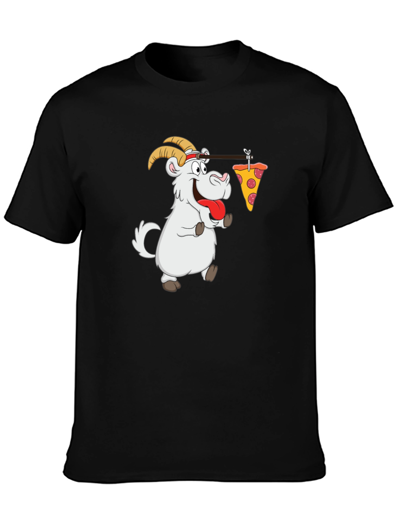 Black Goat Pizza T-Shirt - Funny Graphic Tee view 3