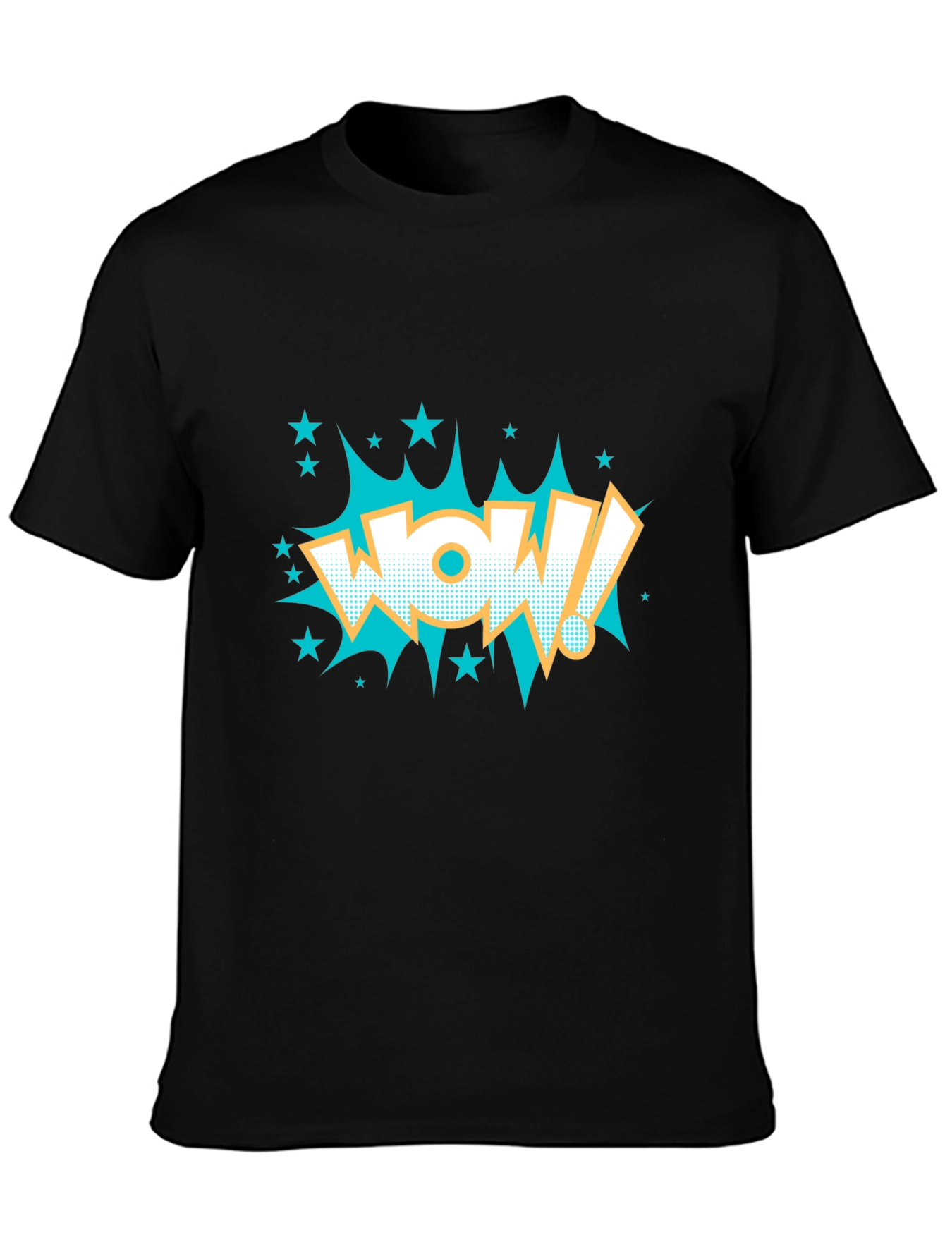 Black WOW! Comic Style Graphic T-Shirt - Black view 3