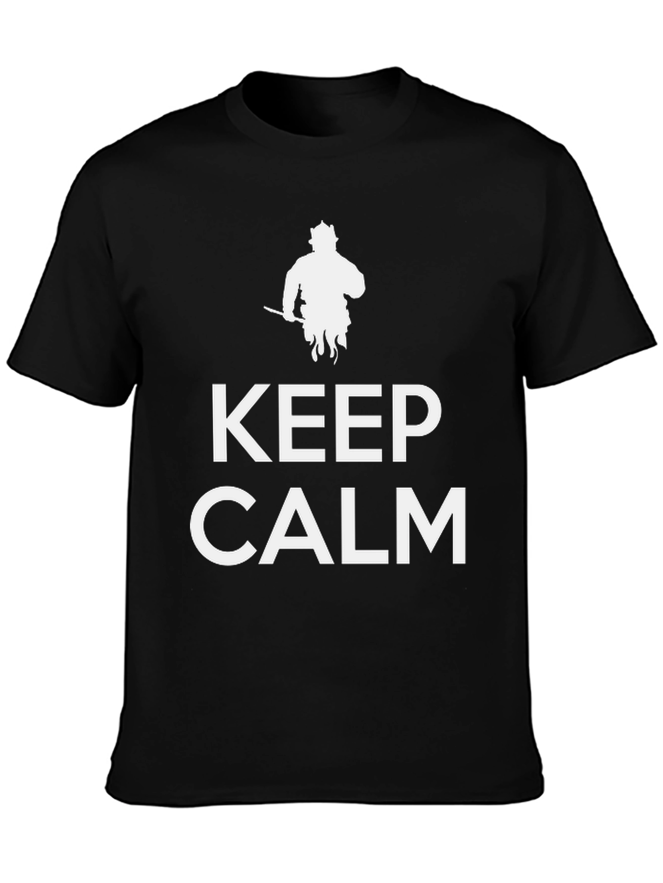 Black Keep Calm Firefighter T-Shirt - Black Cotton Blend view 3