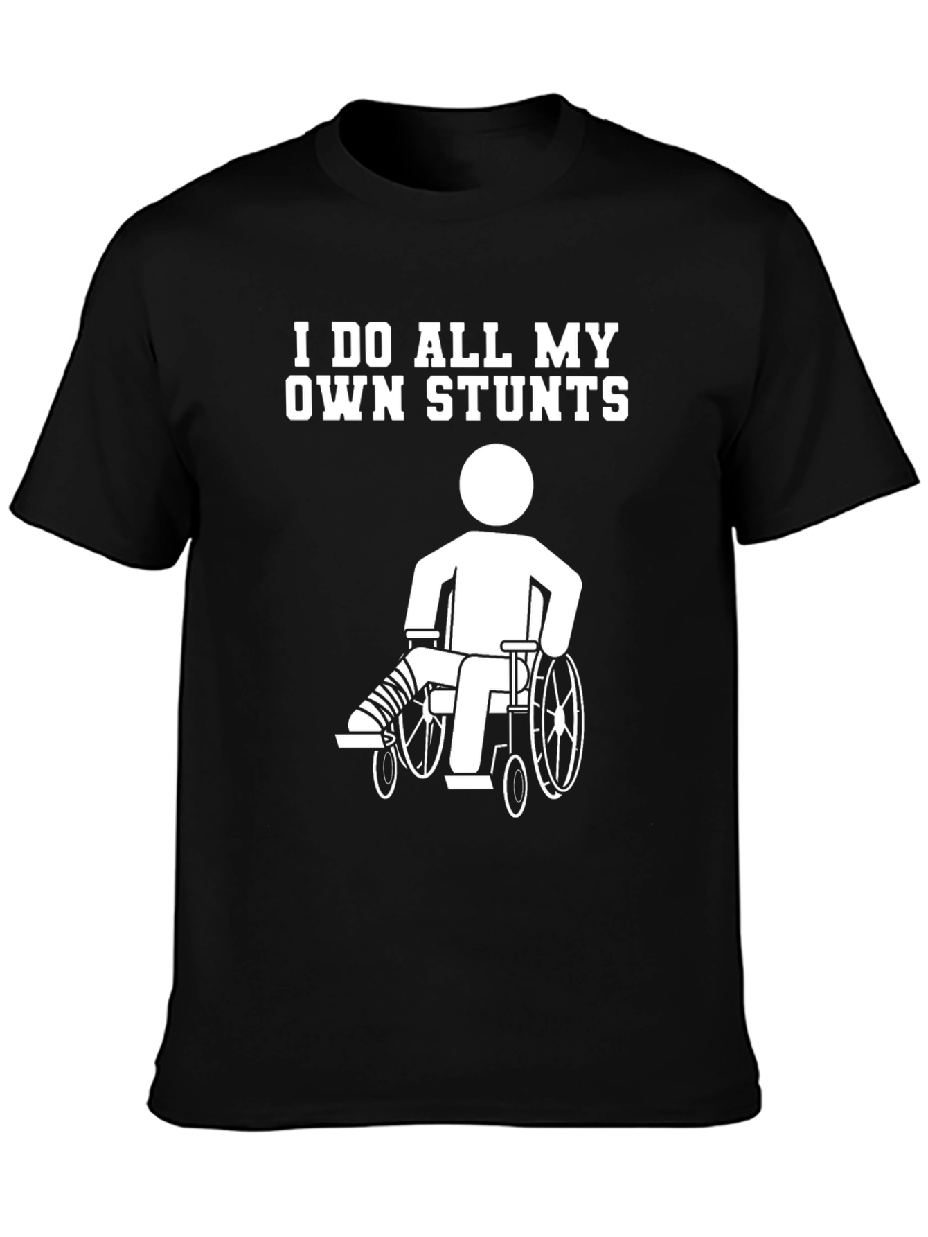 Black Funny "I Do All My Own Stunts" T-Shirt view 3