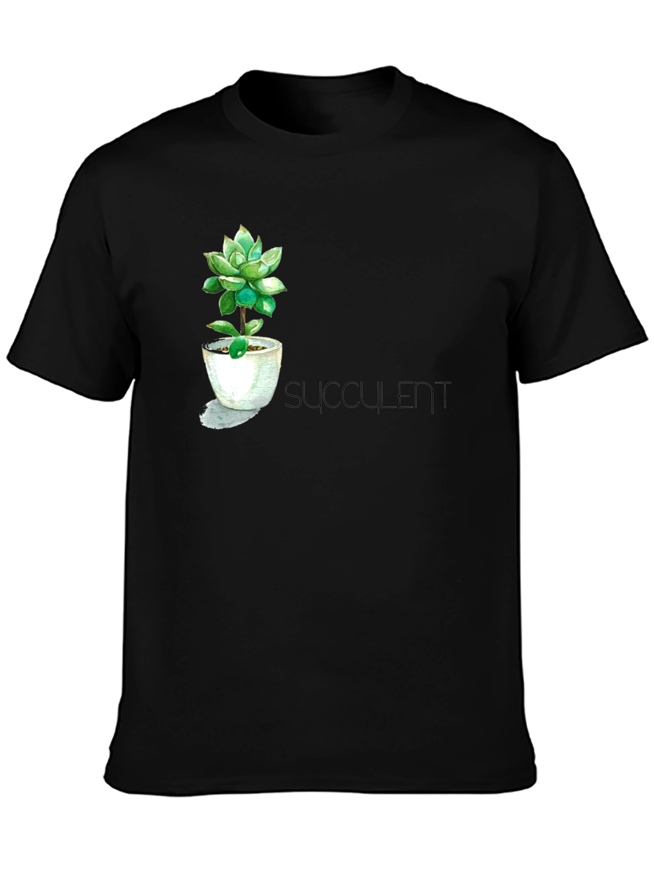 Black Stylish Succulent T-Shirt view 3