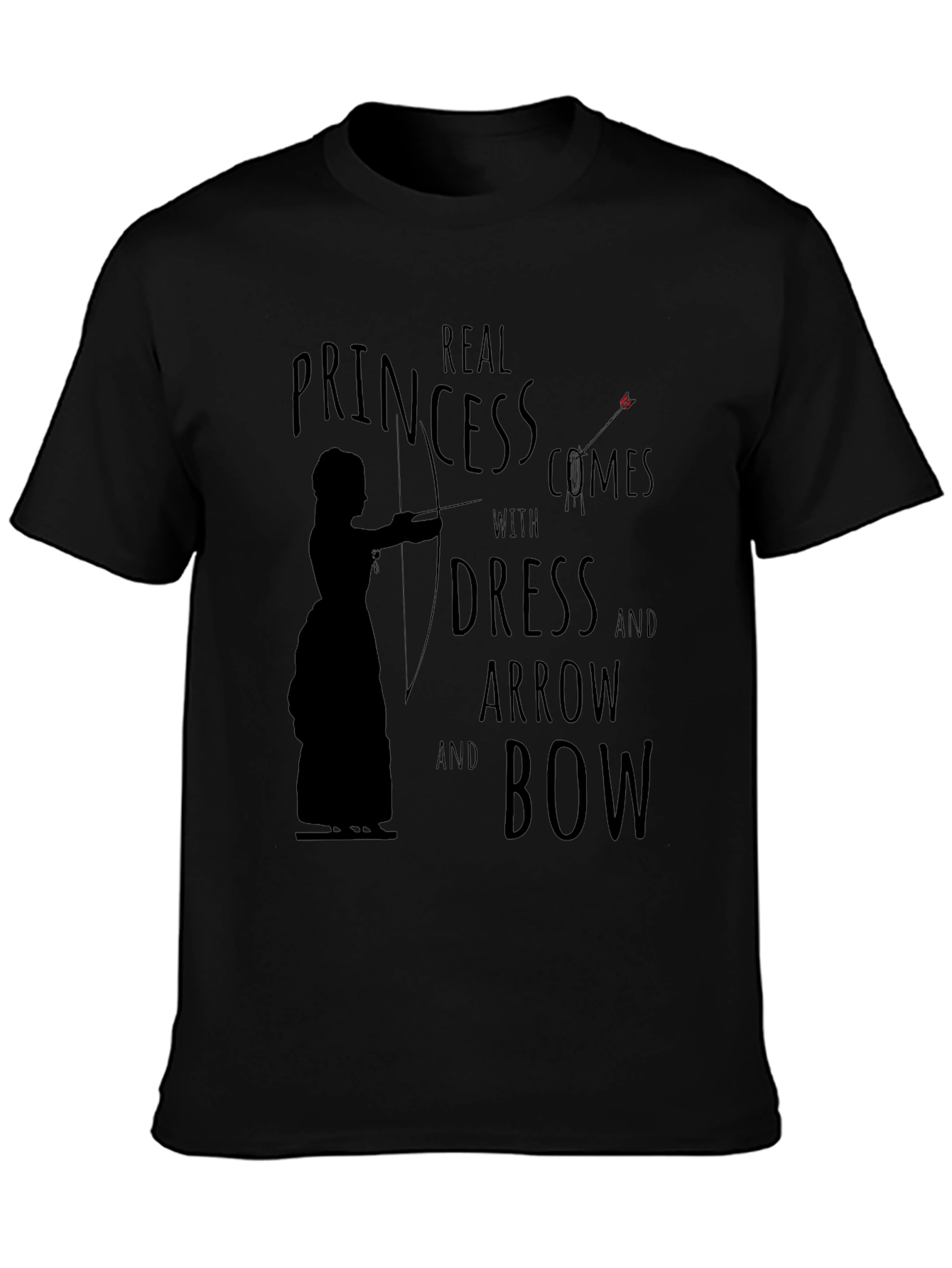 Black Real Princess Dress Arrow Bow T-Shirt view 3