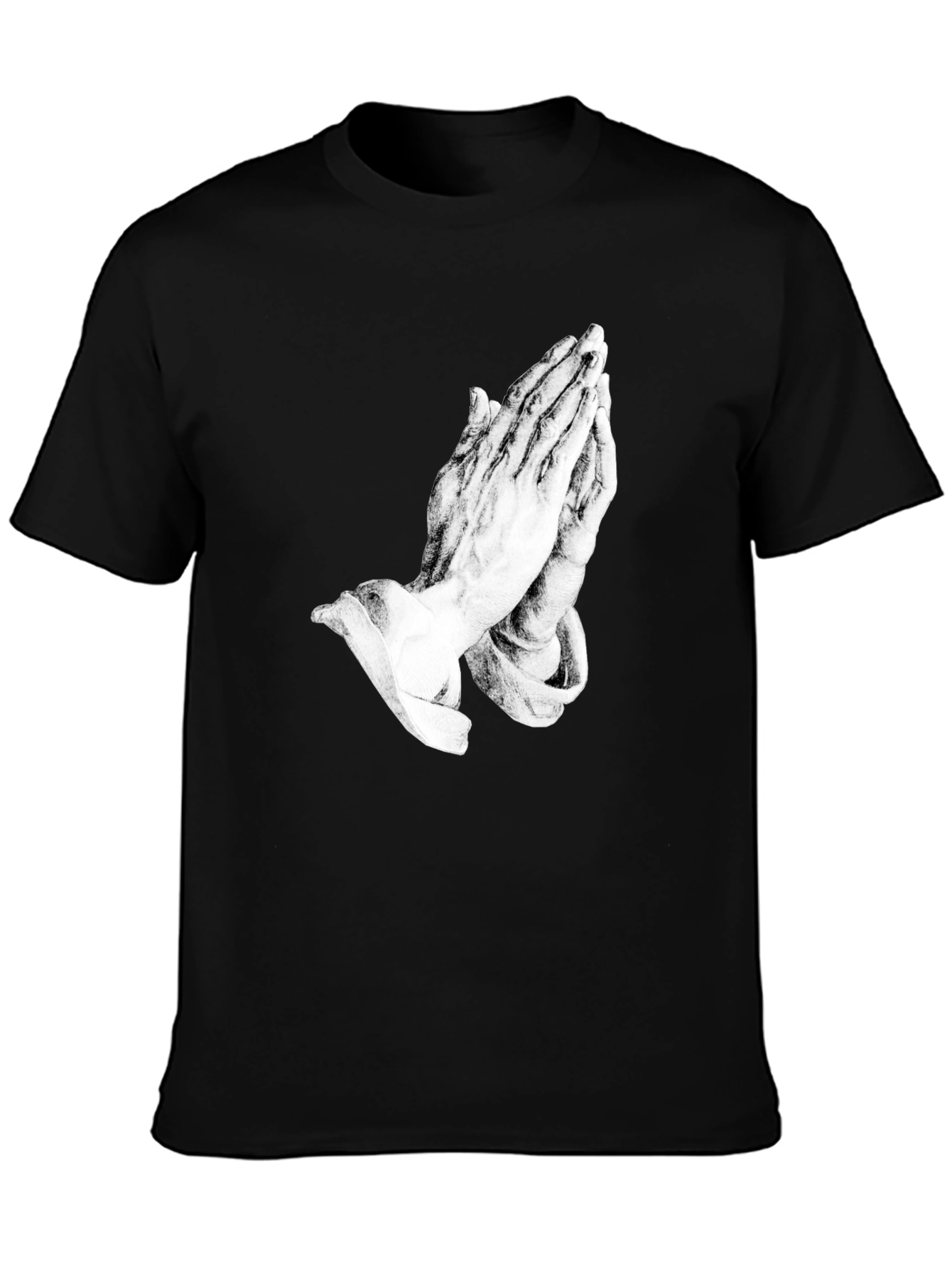 Black Praying Hands Graphic Black Tee view 3