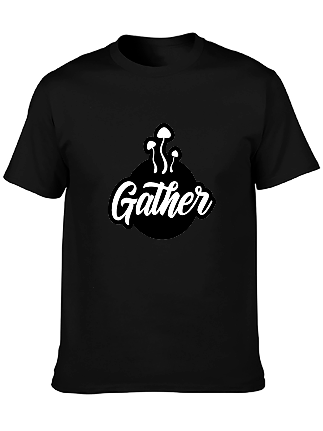 Black Mushroom Gather T-Shirt - Black Graphic Tee view 3