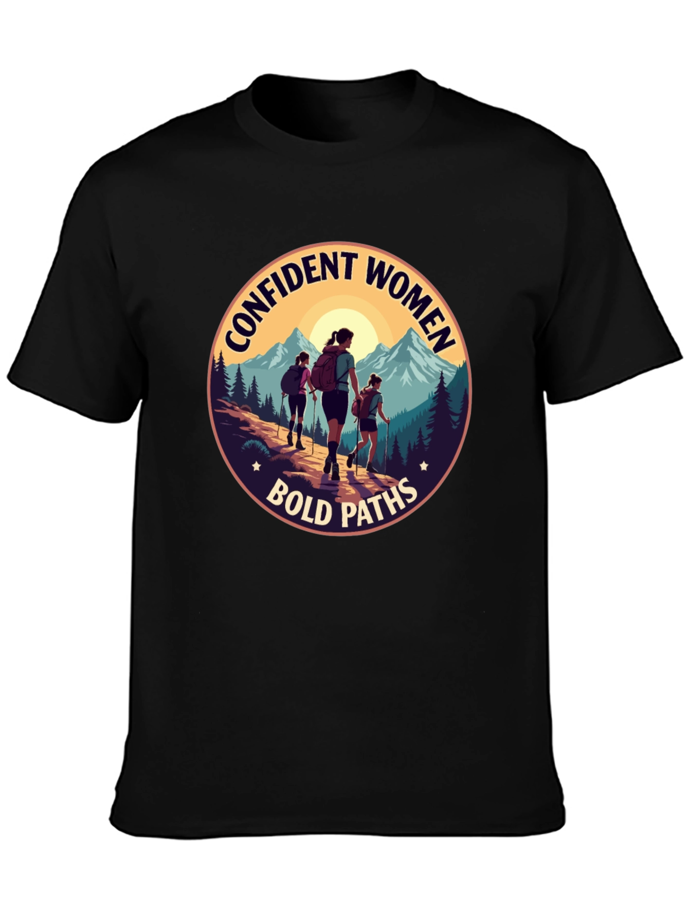 Black Confident Women Bold Paths Graphic T-Shirt view 3