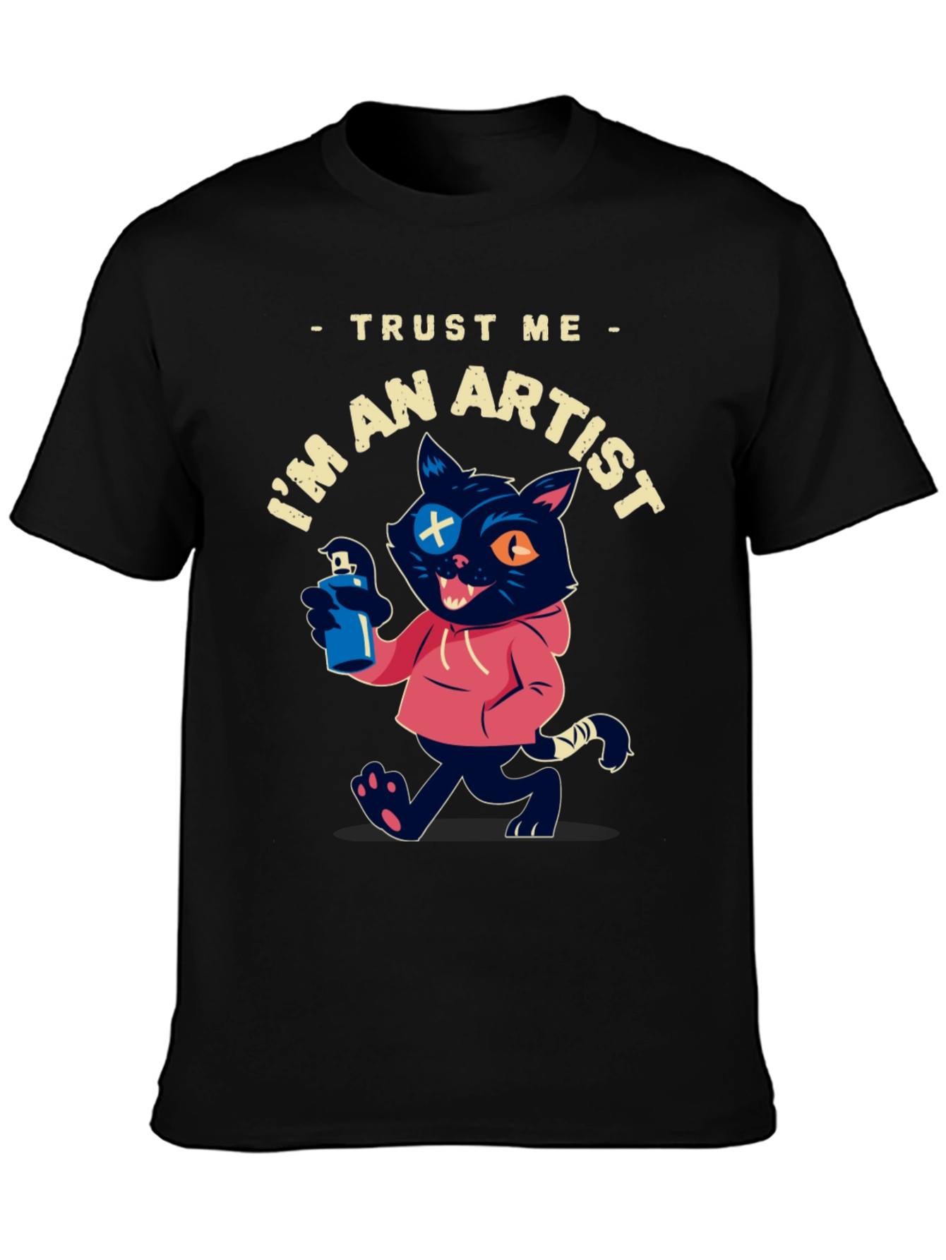 Black Trust Me I'm An Artist Cat T-Shirt view 3