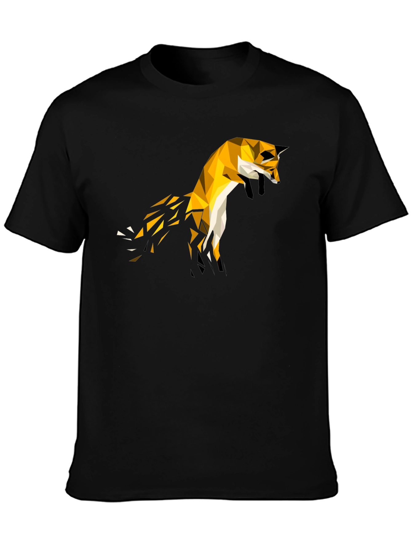 Black Geometric Fox Tee - Modern Graphic T-Shirt view 3