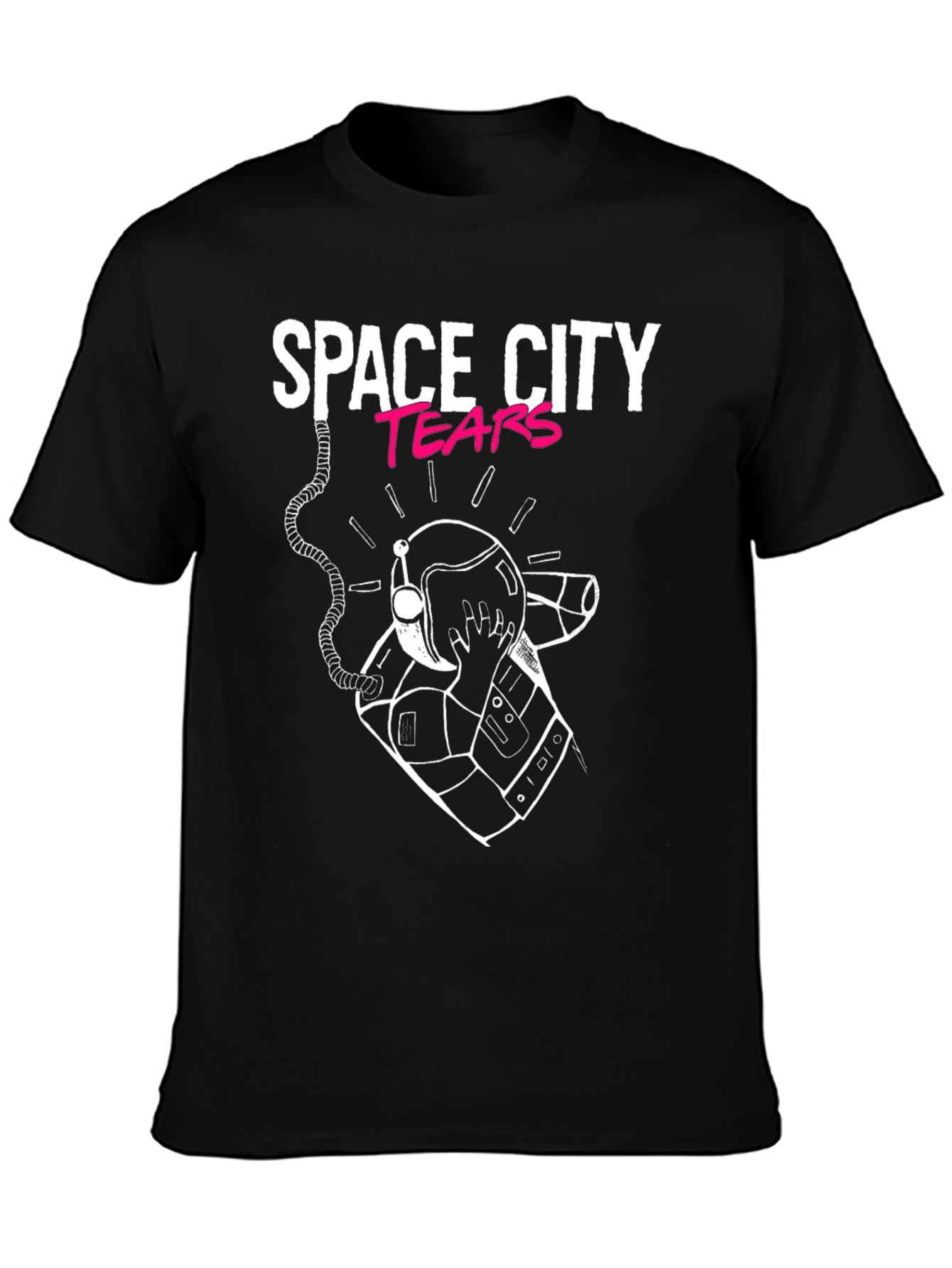 Black Space City Tears Graphic Black T-Shirt view 3