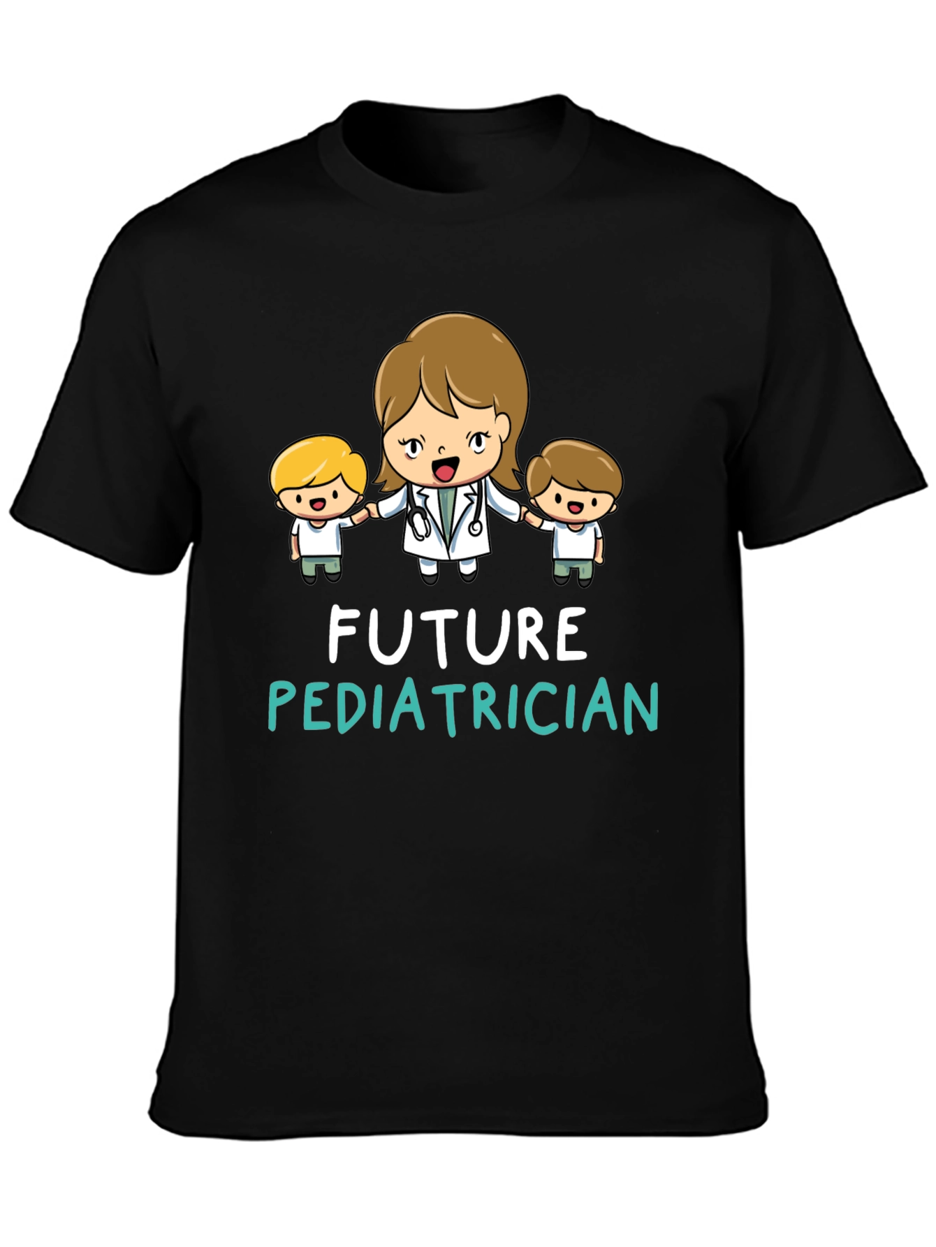 Black Future Pediatrician Black T-Shirt view 3