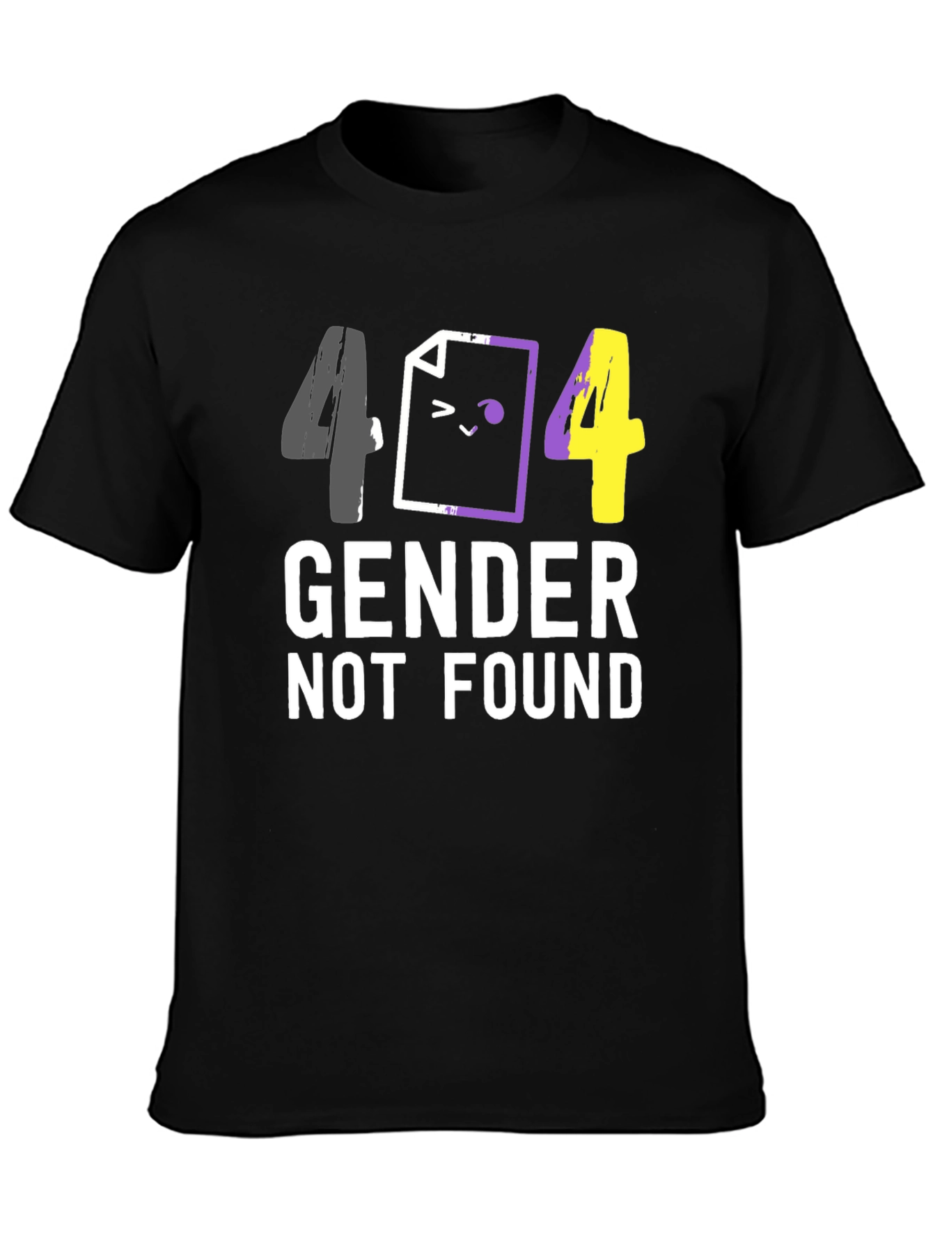 Black 404 Gender Not Found Unisex T-Shirt view 3