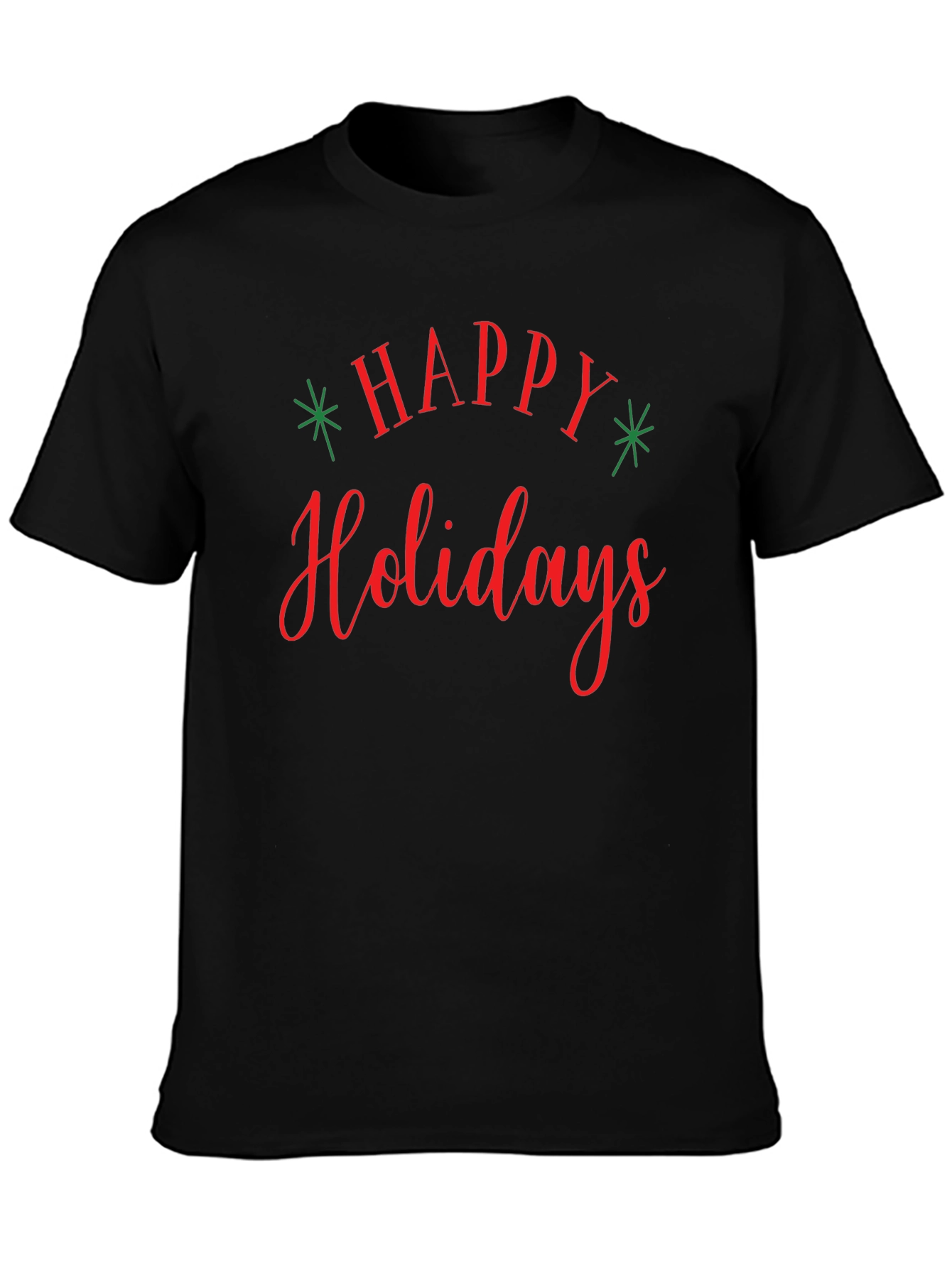 Black Happy Holidays Graphic T-Shirt - Festive Holiday Apparel view 3