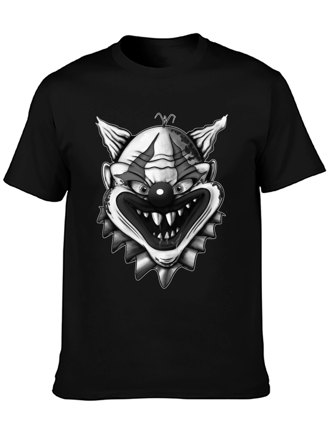 Black Creepy Clown Graphic Print Tee - Horror T-Shirt view 3
