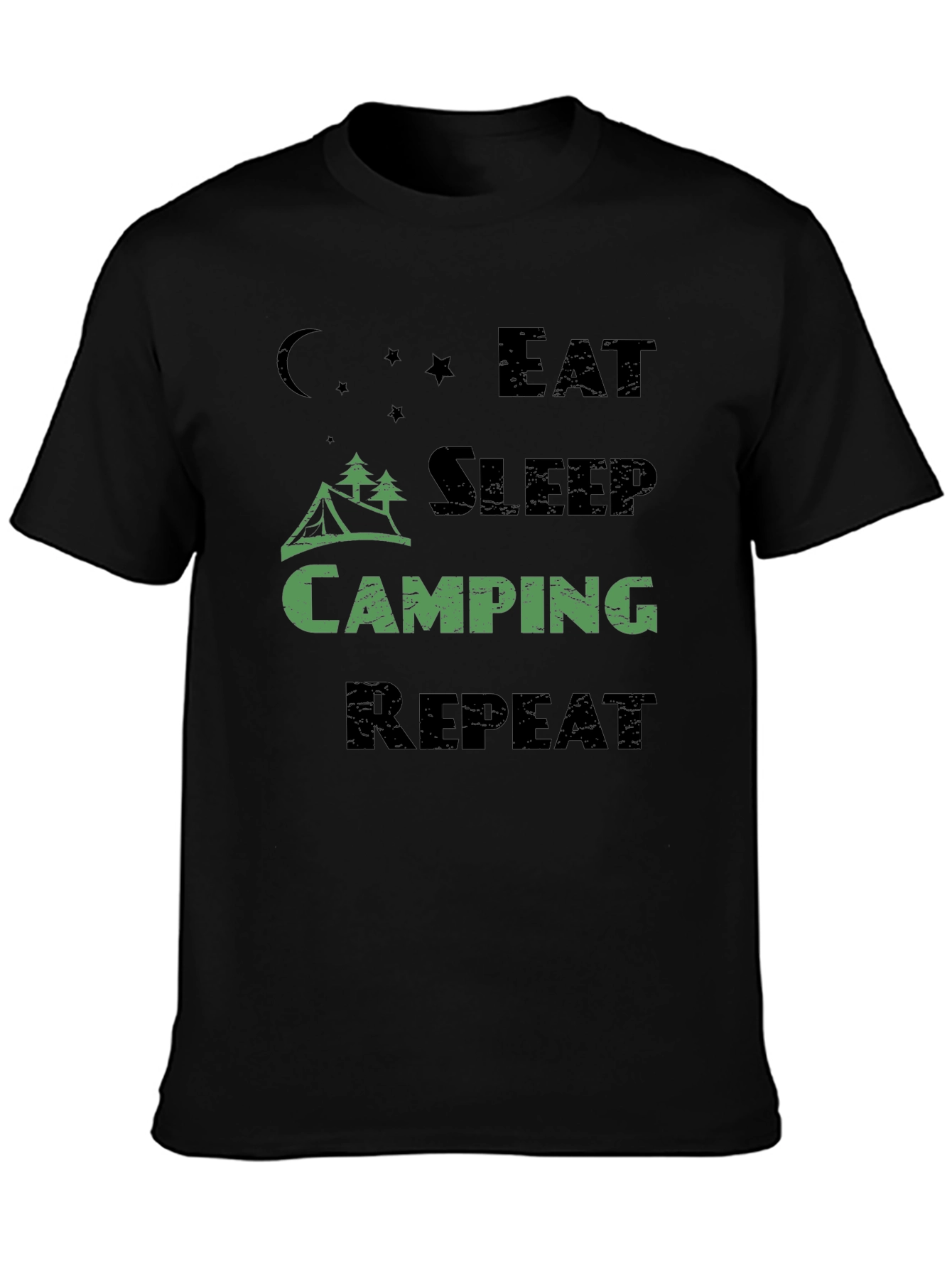 Black Eat Sleep Camping Repeat Men's T-Shirt view 3