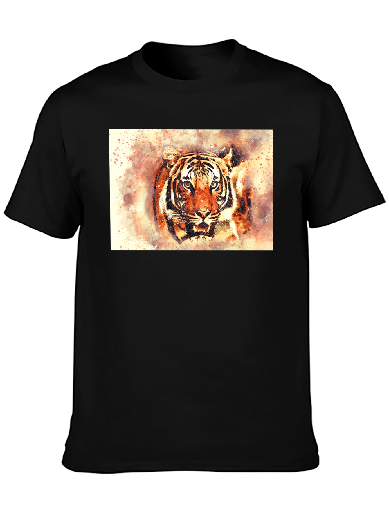 Black Tiger Watercolor Graphic Tee view 3