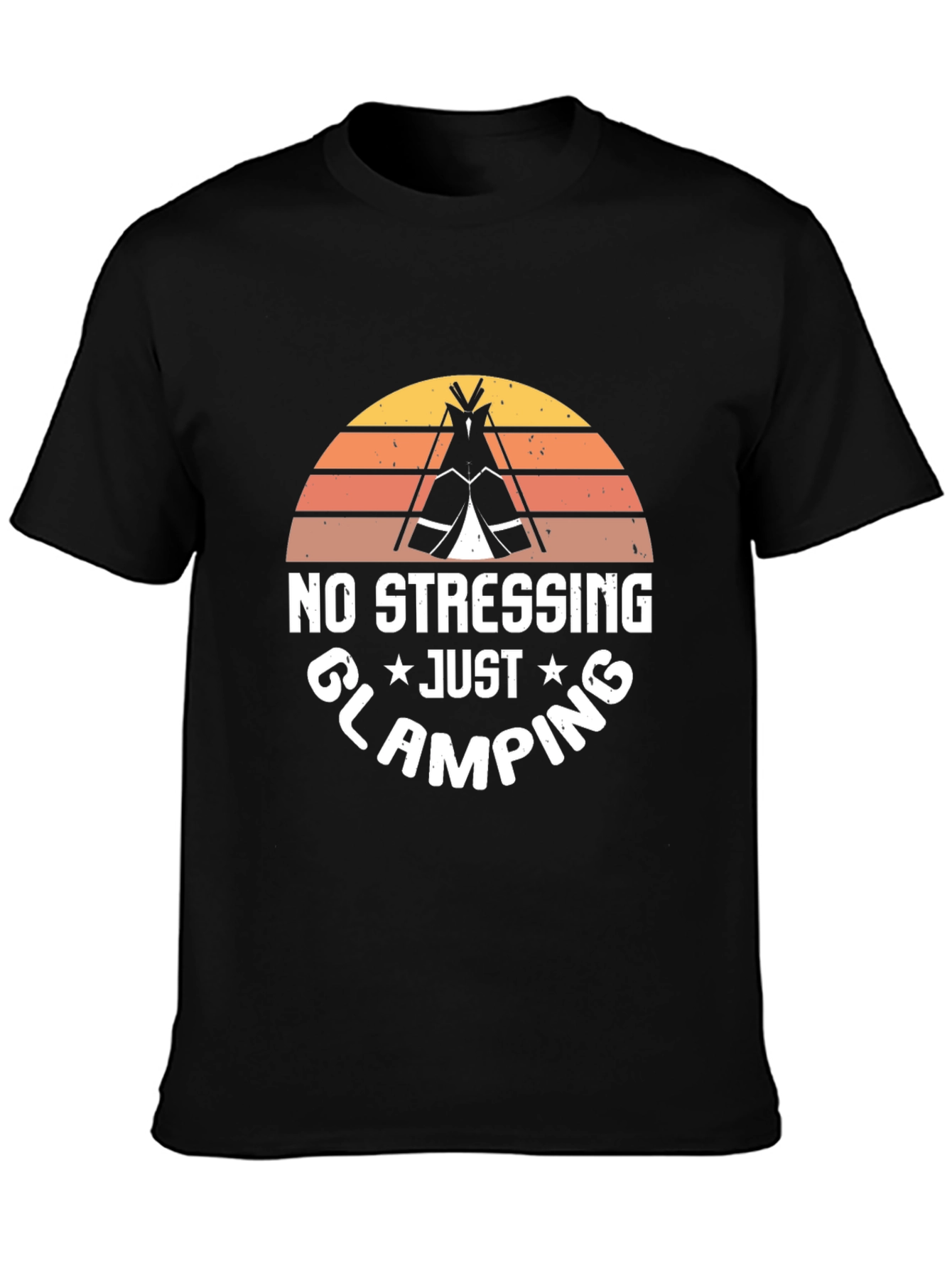 Black No Stressing Just Glamping T-Shirt view 3