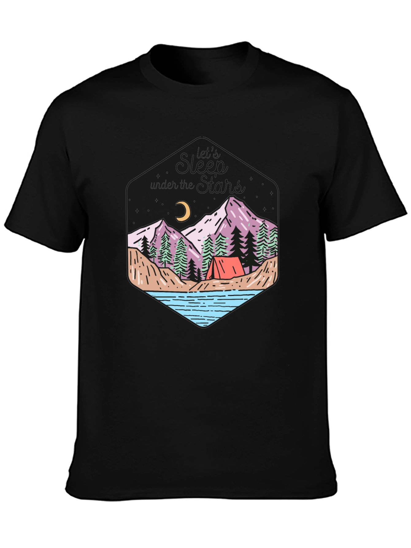 Black Outdoor Adventure T-Shirt - Camping Theme view 3