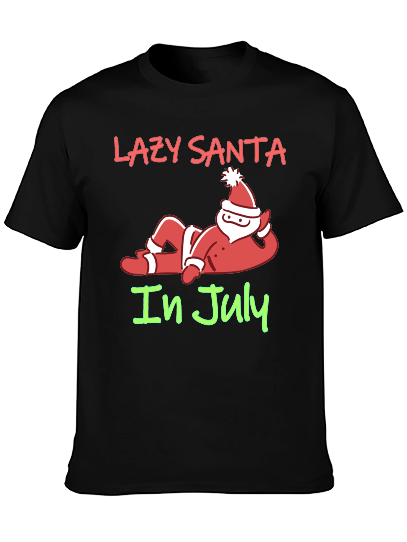 Black Lazy Santa in July Graphic T-Shirt view 3