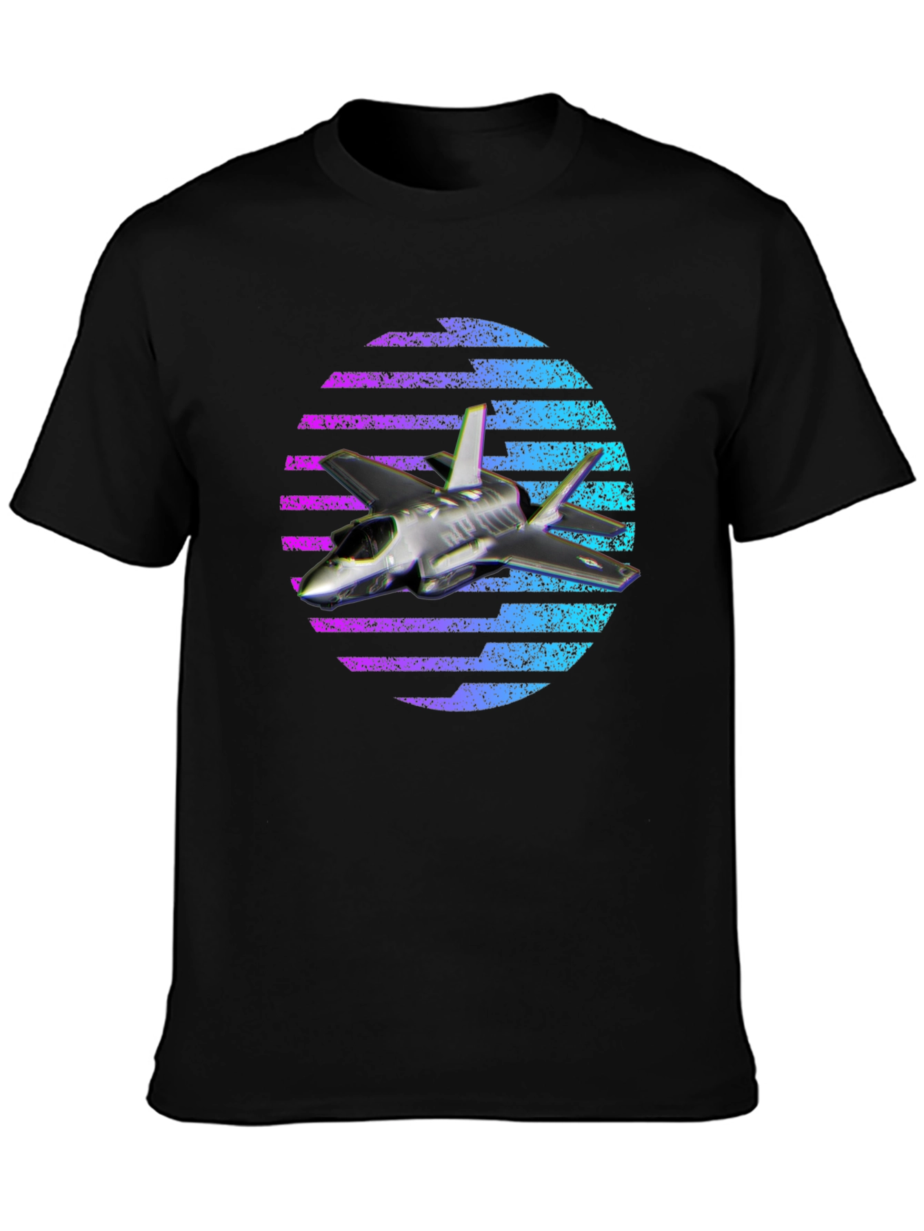Black Jet Fighter T-Shirt - Vaporwave Design view 3